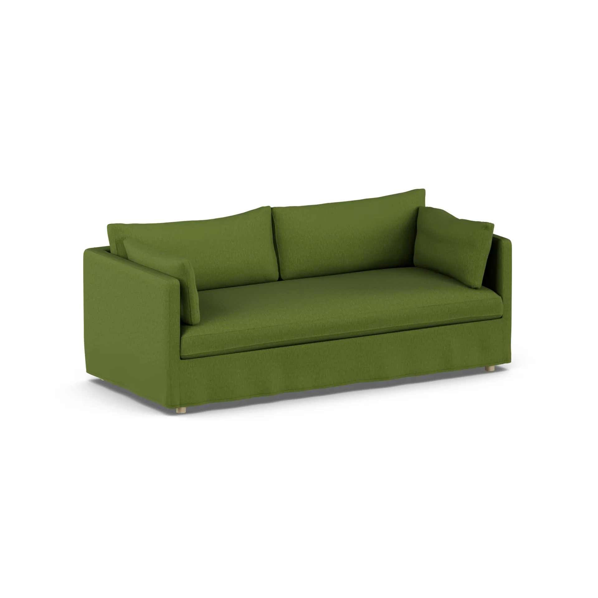 Linnevik sofa, Luiza green 3975-white-oiled oak, 3-seater, with skirt 1898