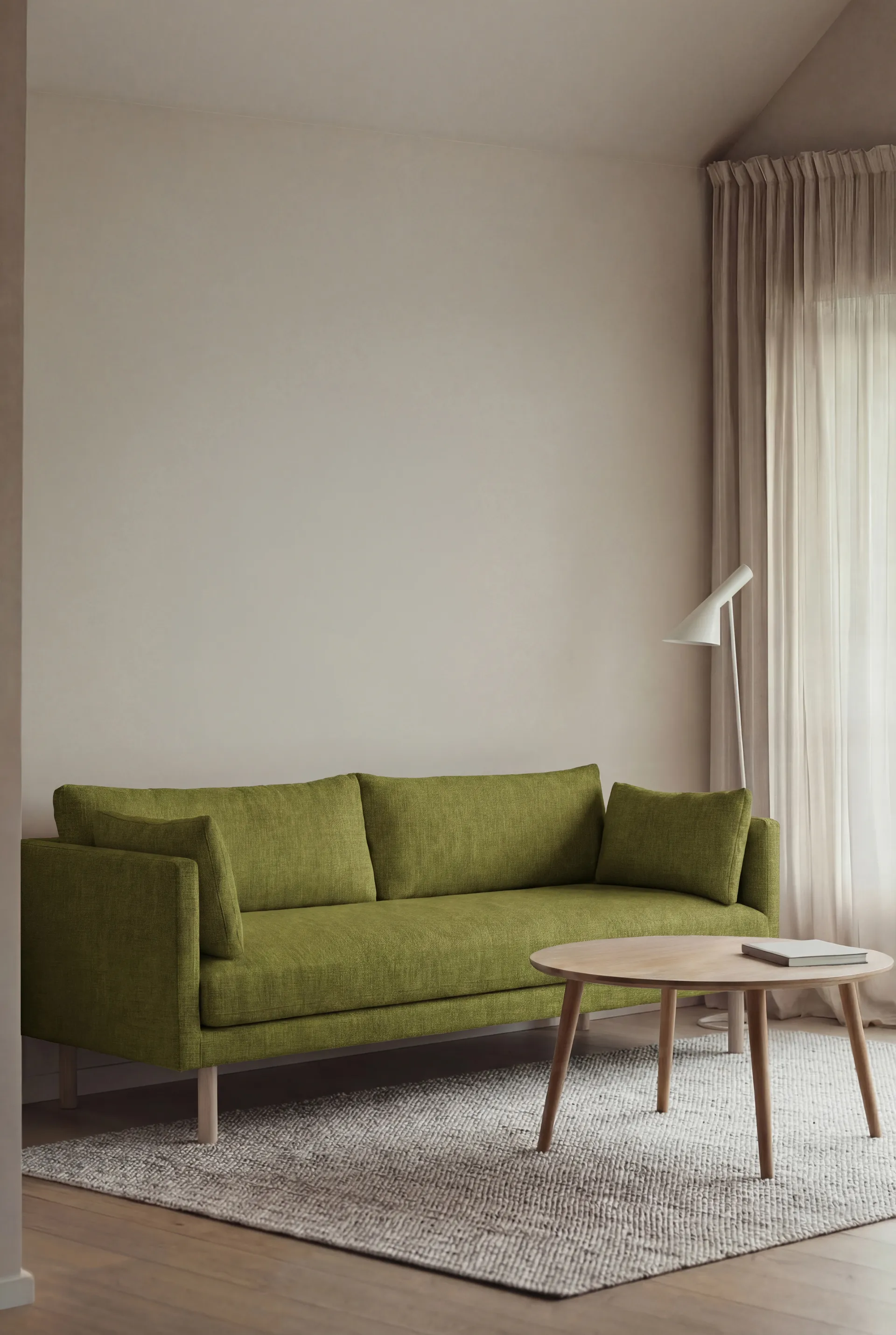 Linnevik sofa, Luiza Green 3975-white-oiled oak, 3-seater 1898