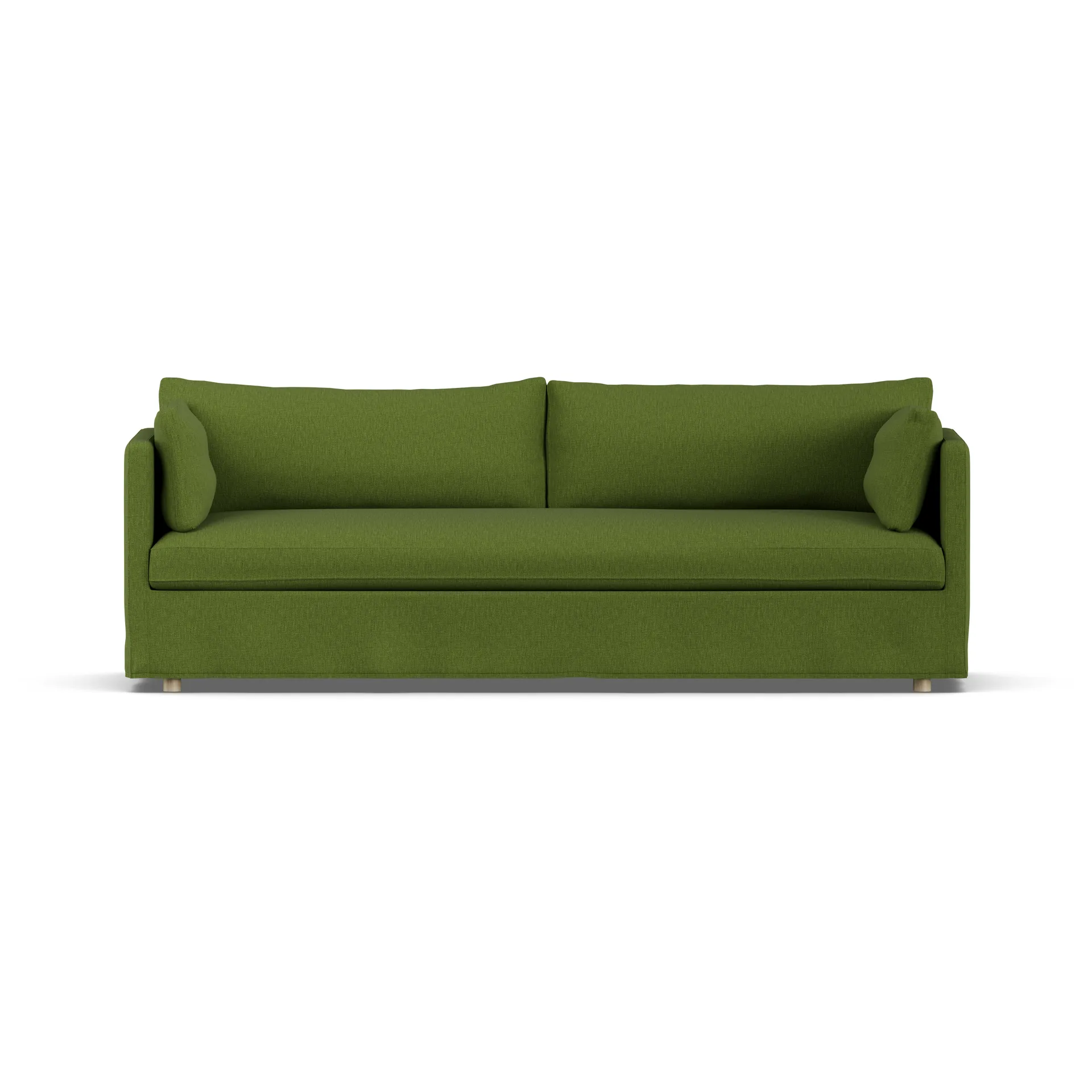 Linnevik sofa, Luiza Green 3975-white-oiled oak, 4-seater, with skirt 1898