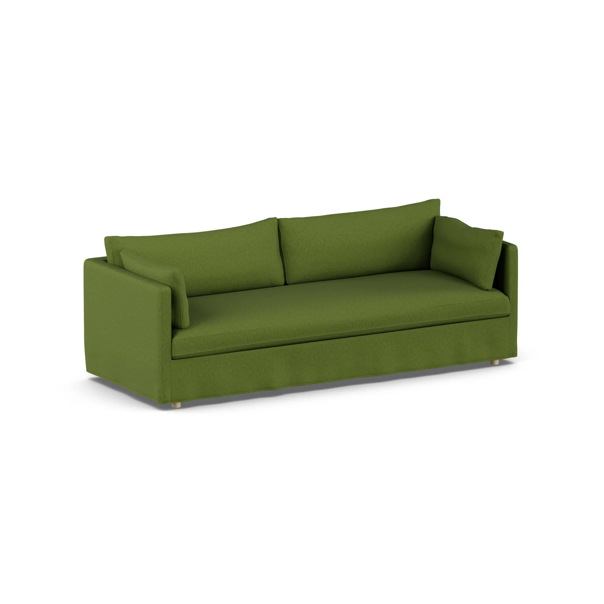 Linnevik sofa, Luiza Green 3975-white-oiled oak, 4-seater, with skirt 1898