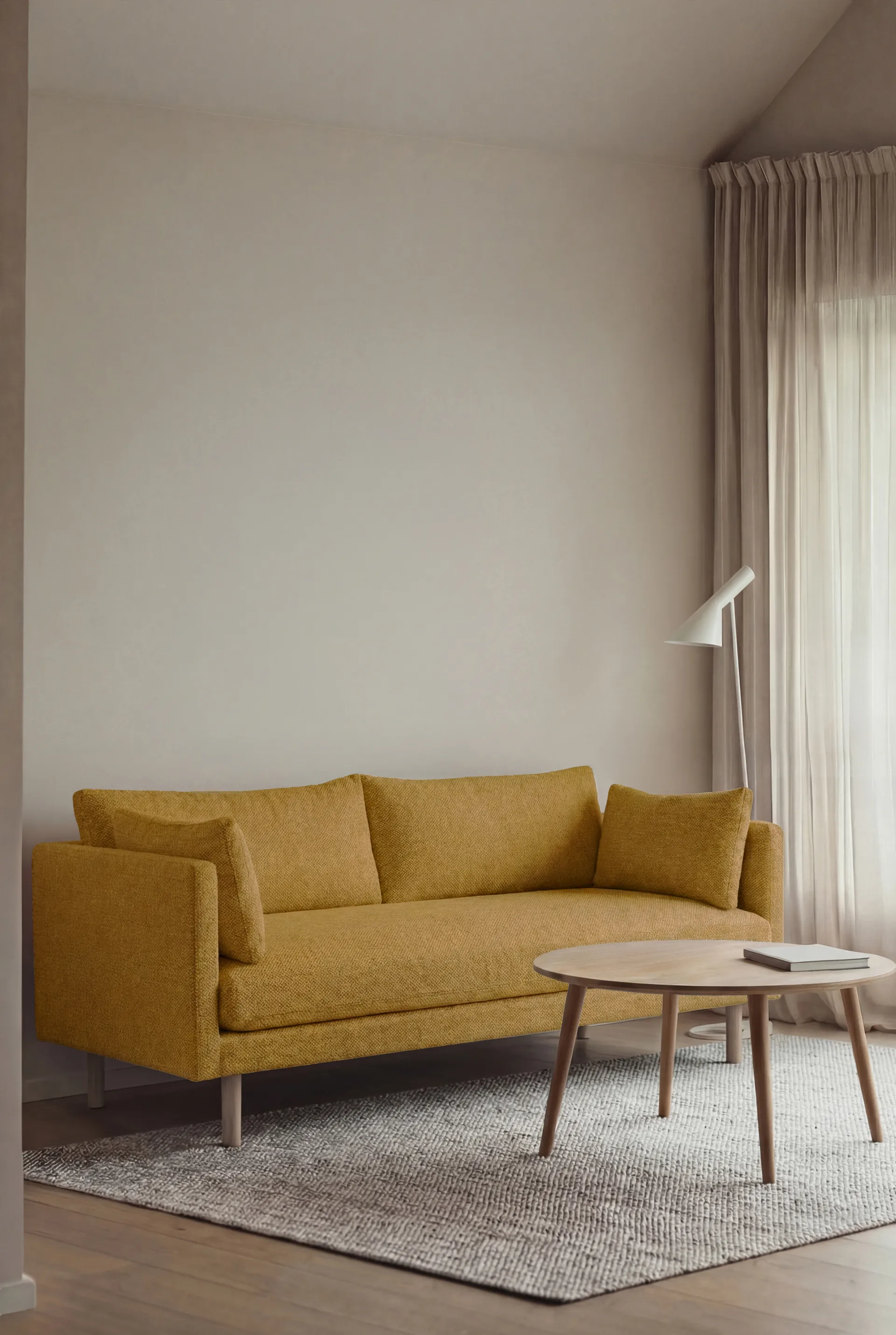 Linnevik sofa, Luiza Mustard 3972-white-oiled oak, 2-seater 1898
