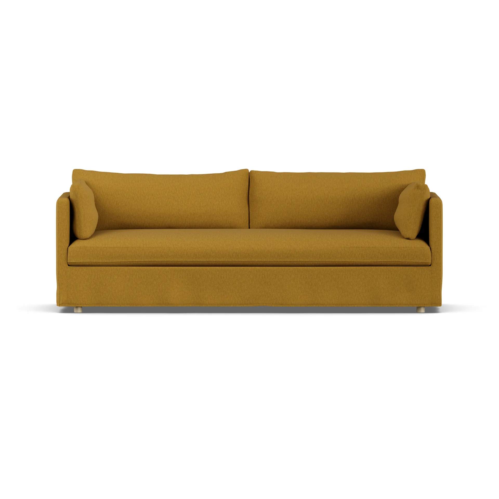 Linnevik sofa, Luiza Mustard 3972-white-oiled oak, 4-seater, with skirt 1898