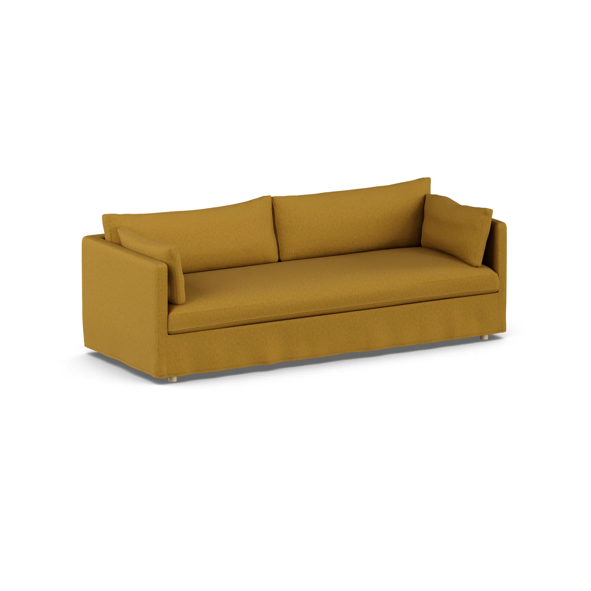 Linnevik sofa, Luiza Mustard 3972-white-oiled oak, 4-seater, with skirt 1898