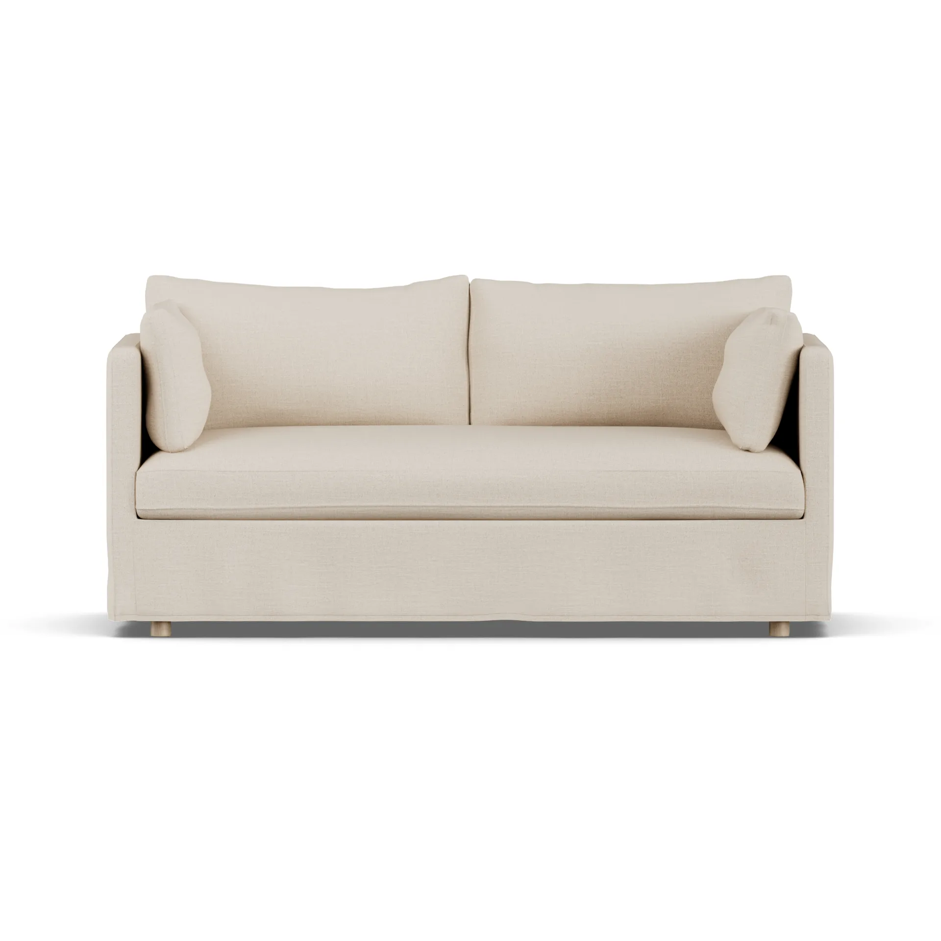 Linnevik sofa, Same Beige 6670-white-oiled oak, 2-seater, with skirt 1898