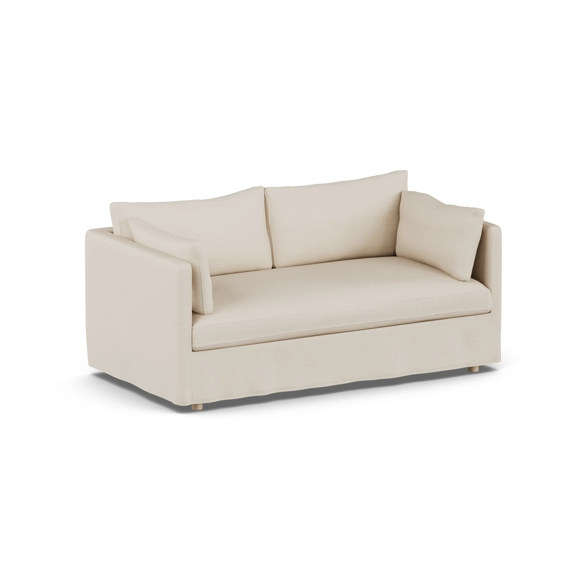 Linnevik sofa, Same Beige 6670-white-oiled oak, 2-seater, with skirt 1898