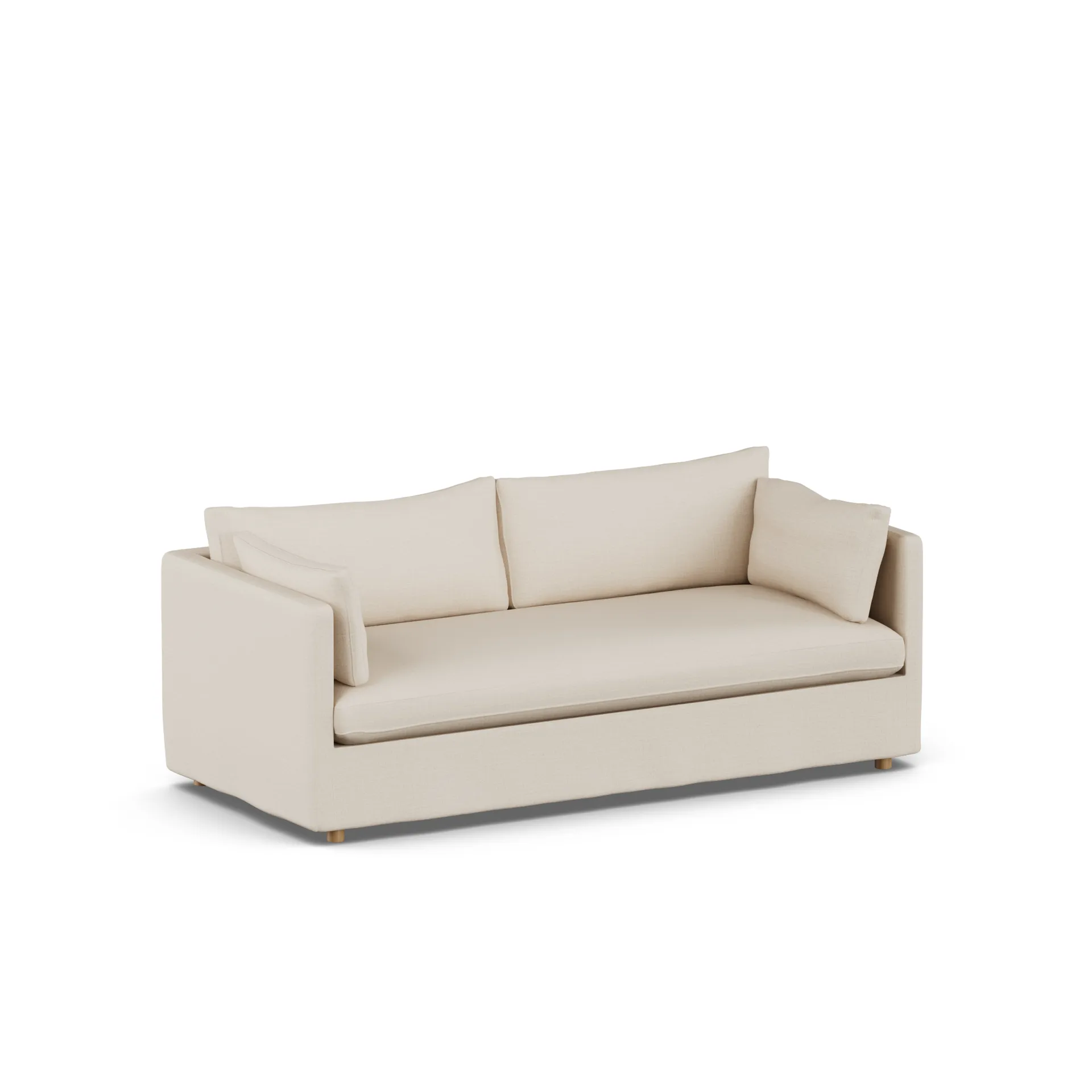 Linnevik sofa, Same Beige 6670-white-oiled oak, 3-seater, with skirt 1898