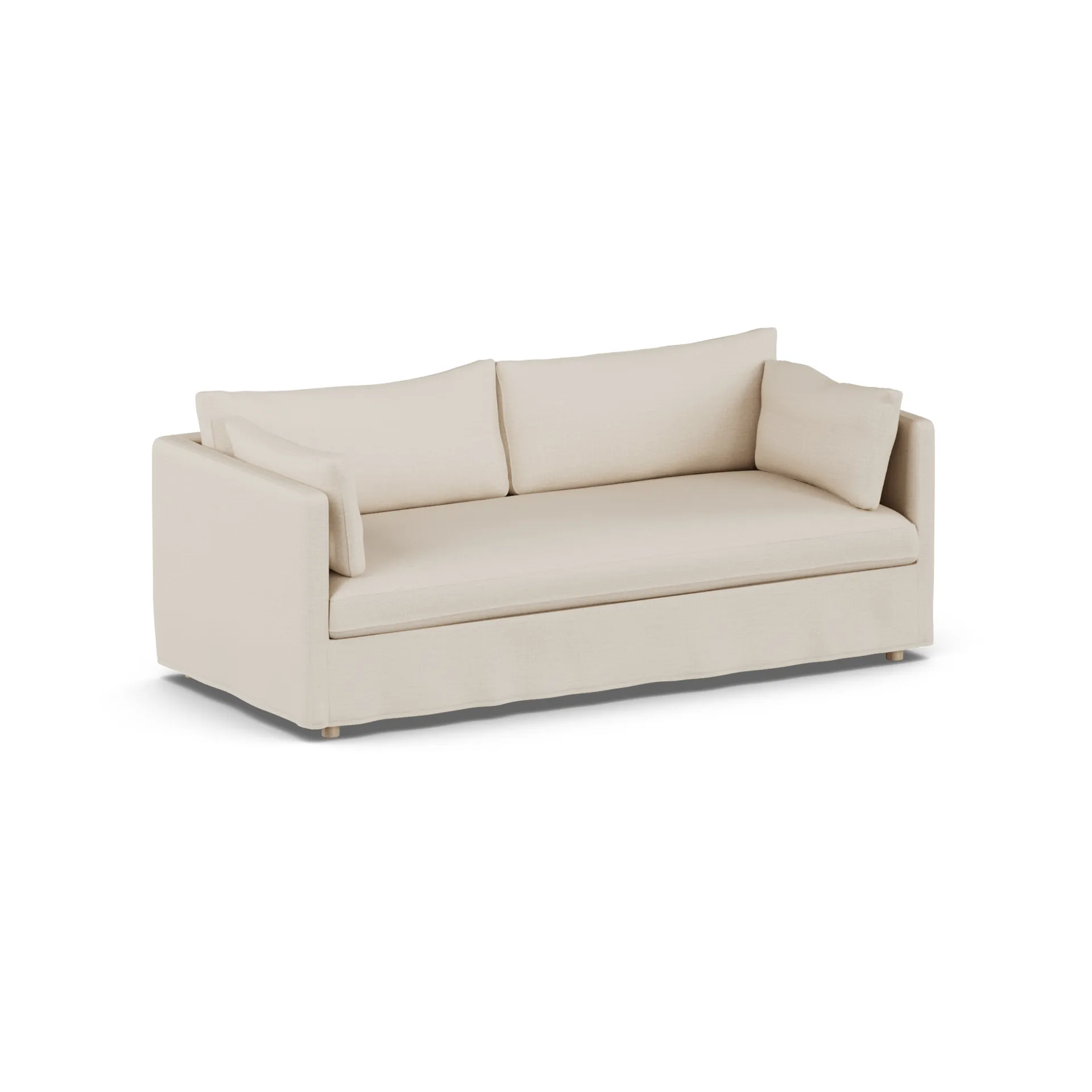 Linnevik sofa, Same Beige 6670-white-oiled oak, 3-seater, with skirt 1898