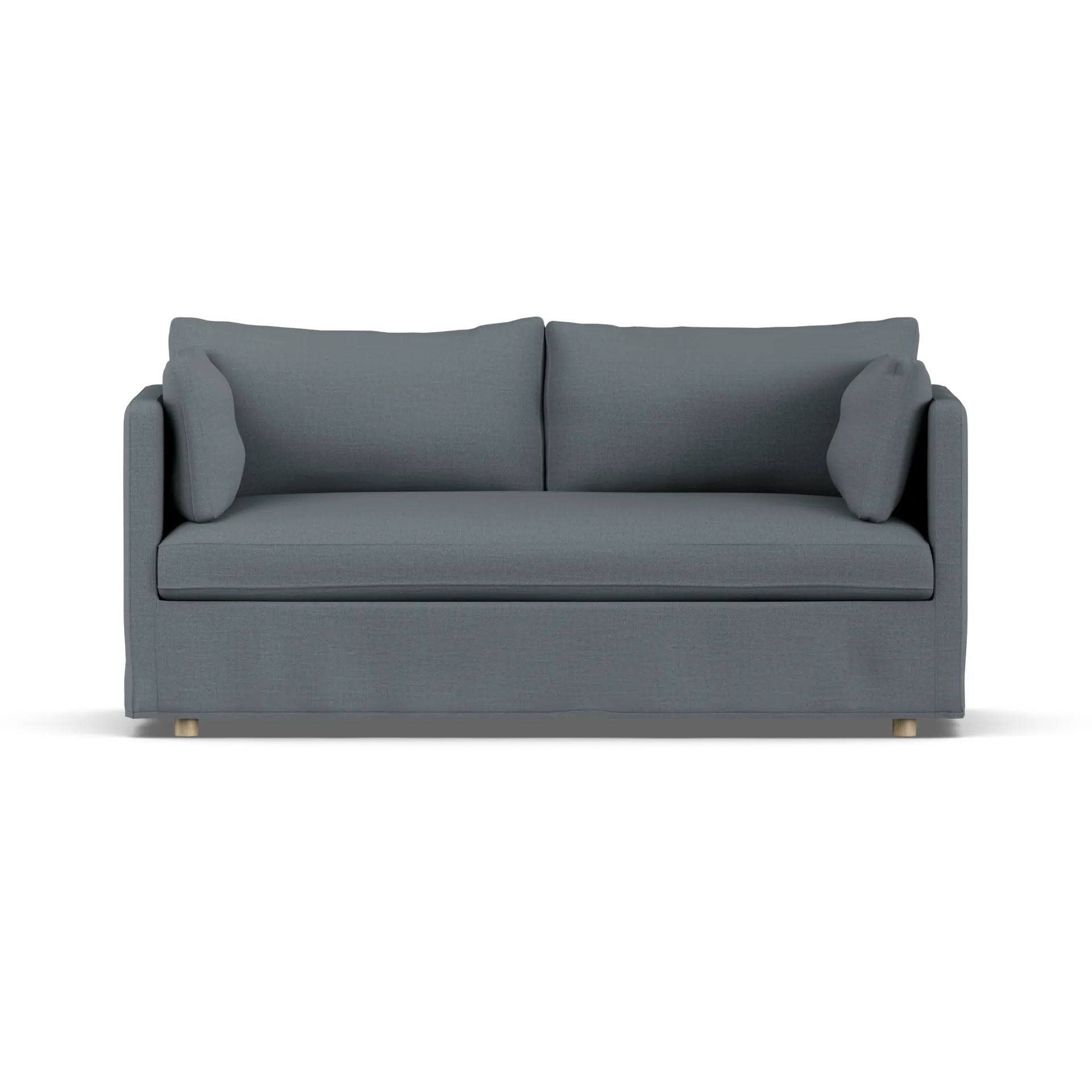 Linnevik sofa, Same Blue 6678-white-oiled oak, 2-seater, with skirt 1898