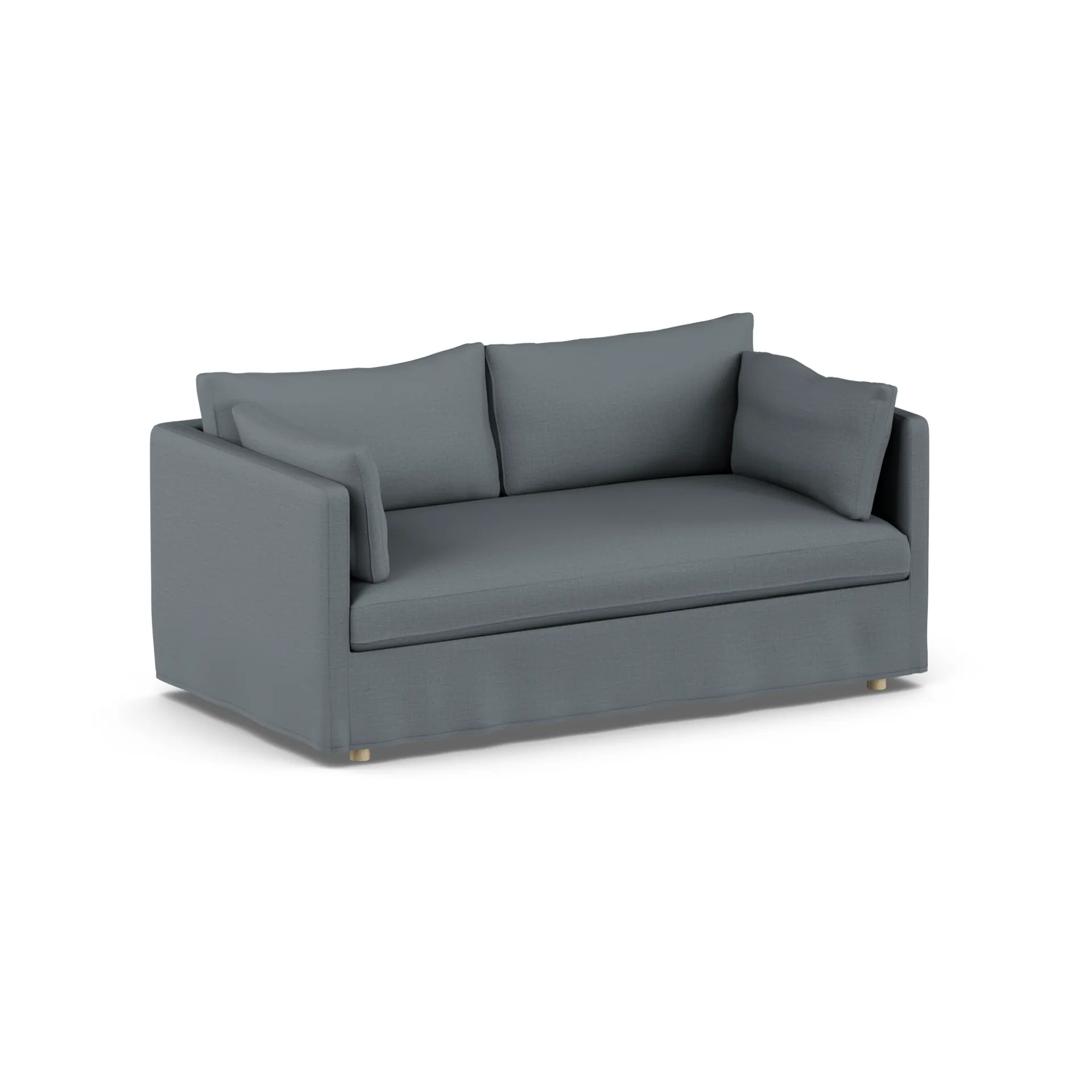 Linnevik sofa, Same Blue 6678-white-oiled oak, 2-seater, with skirt 1898