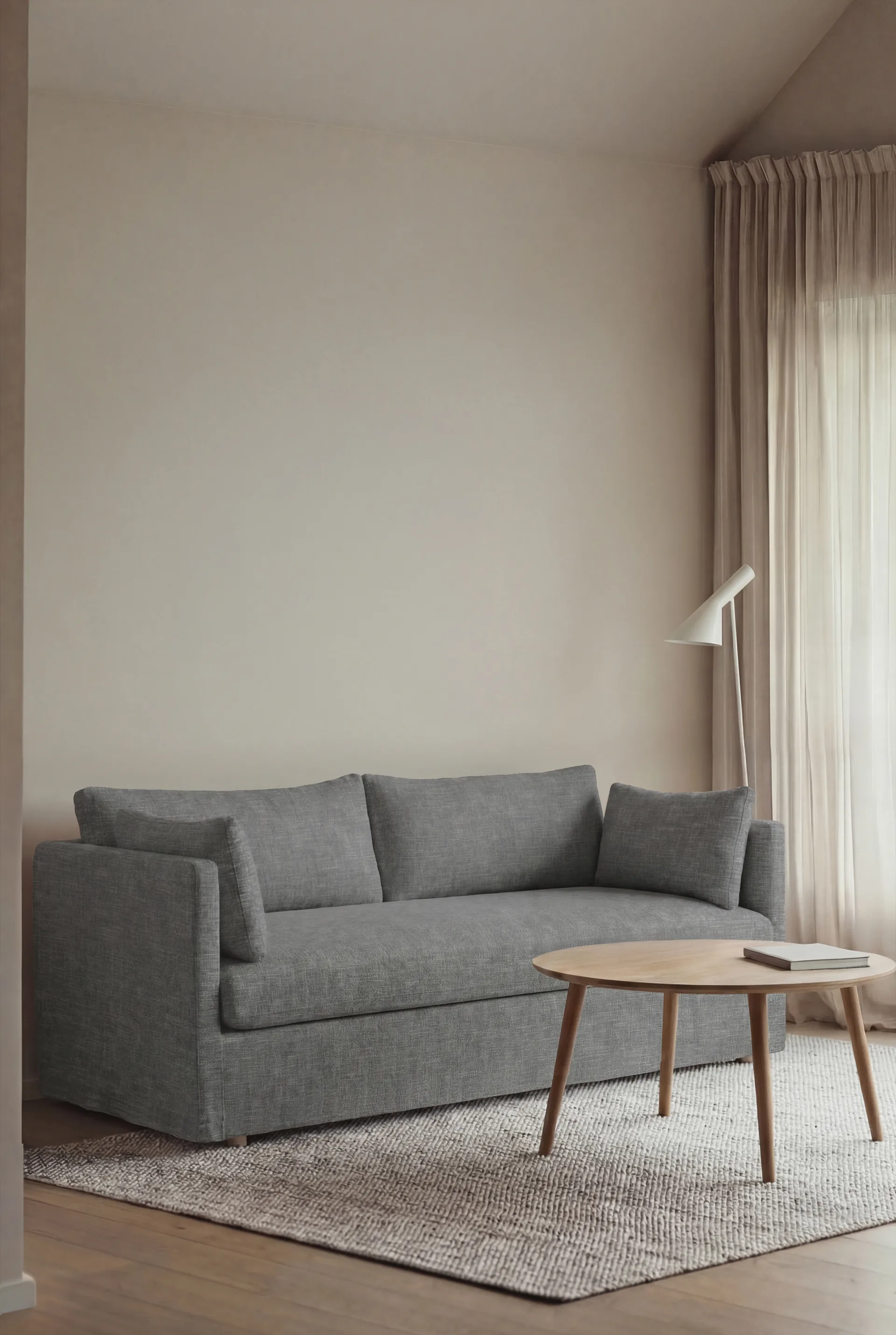 Linnevik sofa, Same Blue 6678-white-oiled oak, 2-seater, with skirt 1898