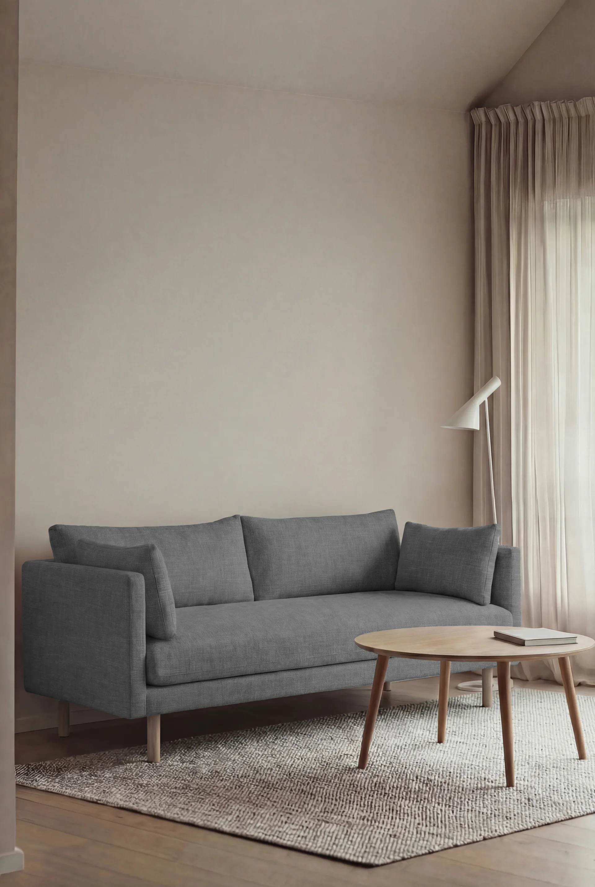 Linnevik sofa, Same Blue 6678-white-oiled oak, 2-seater, without skirt 1898