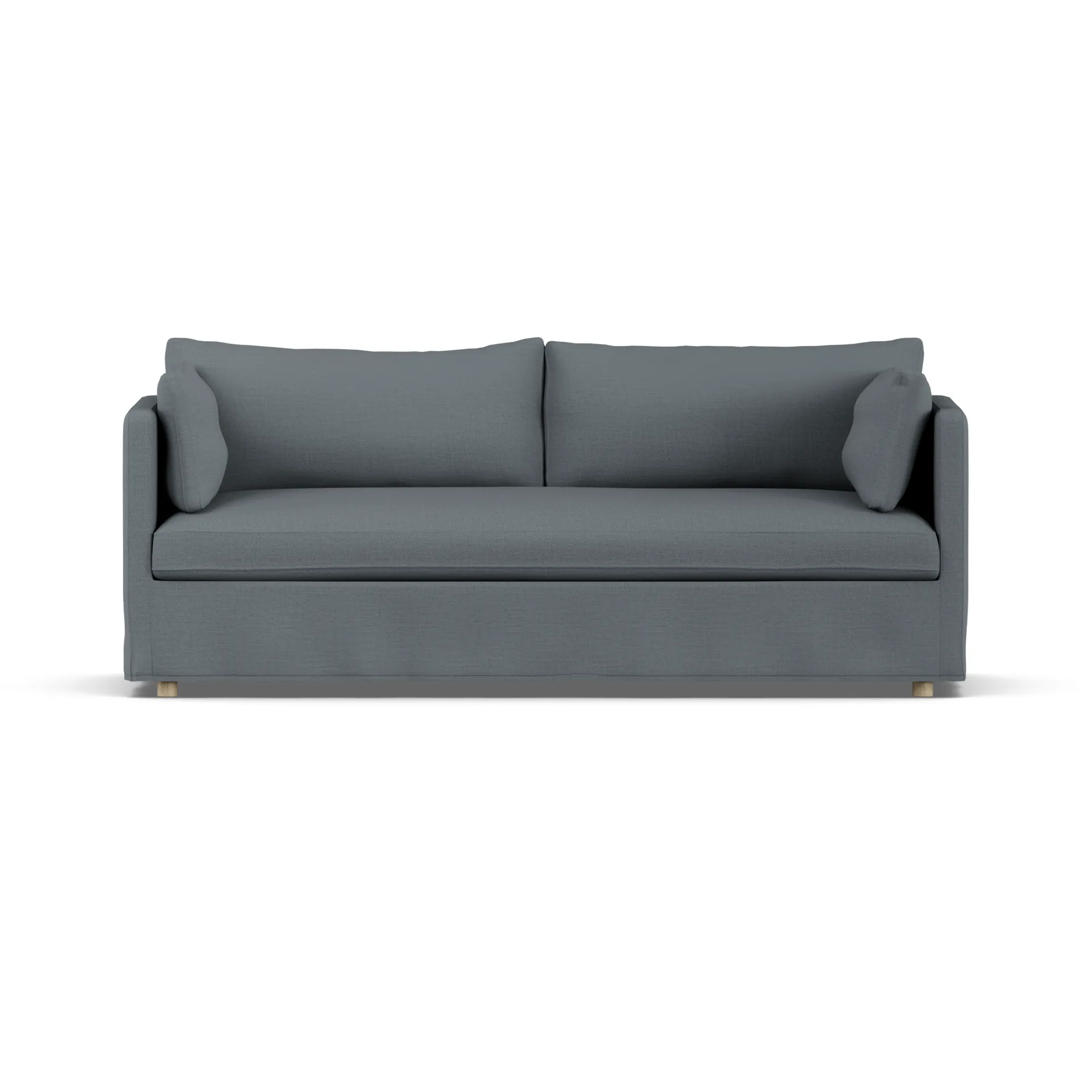 Linnevik sofa, Same Blue 6678-white-oiled oak, 3-seater, with skirt 1898