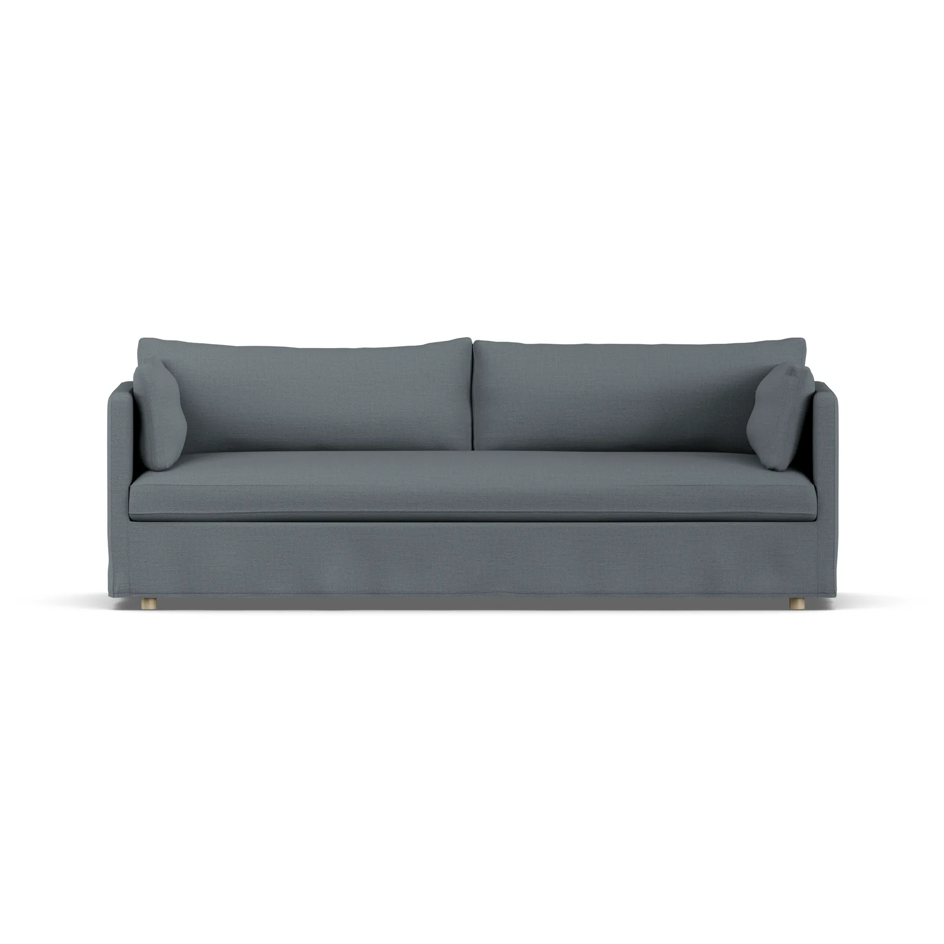 Linnevik sofa, Same Blue 6678-white-oiled oak, 4-seater, with skirt 1898