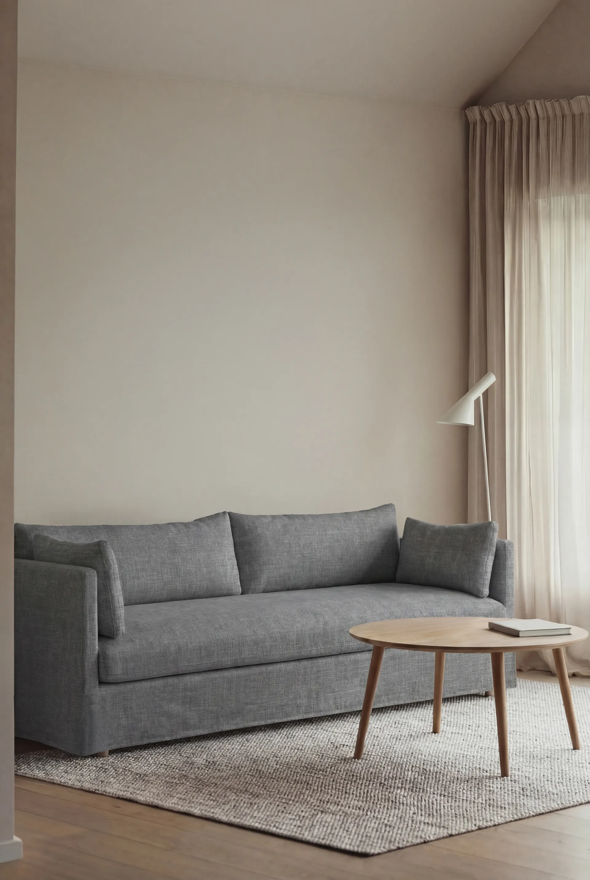 Linnevik sofa, Same Blue 6678-white-oiled oak, 4-seater, with skirt 1898