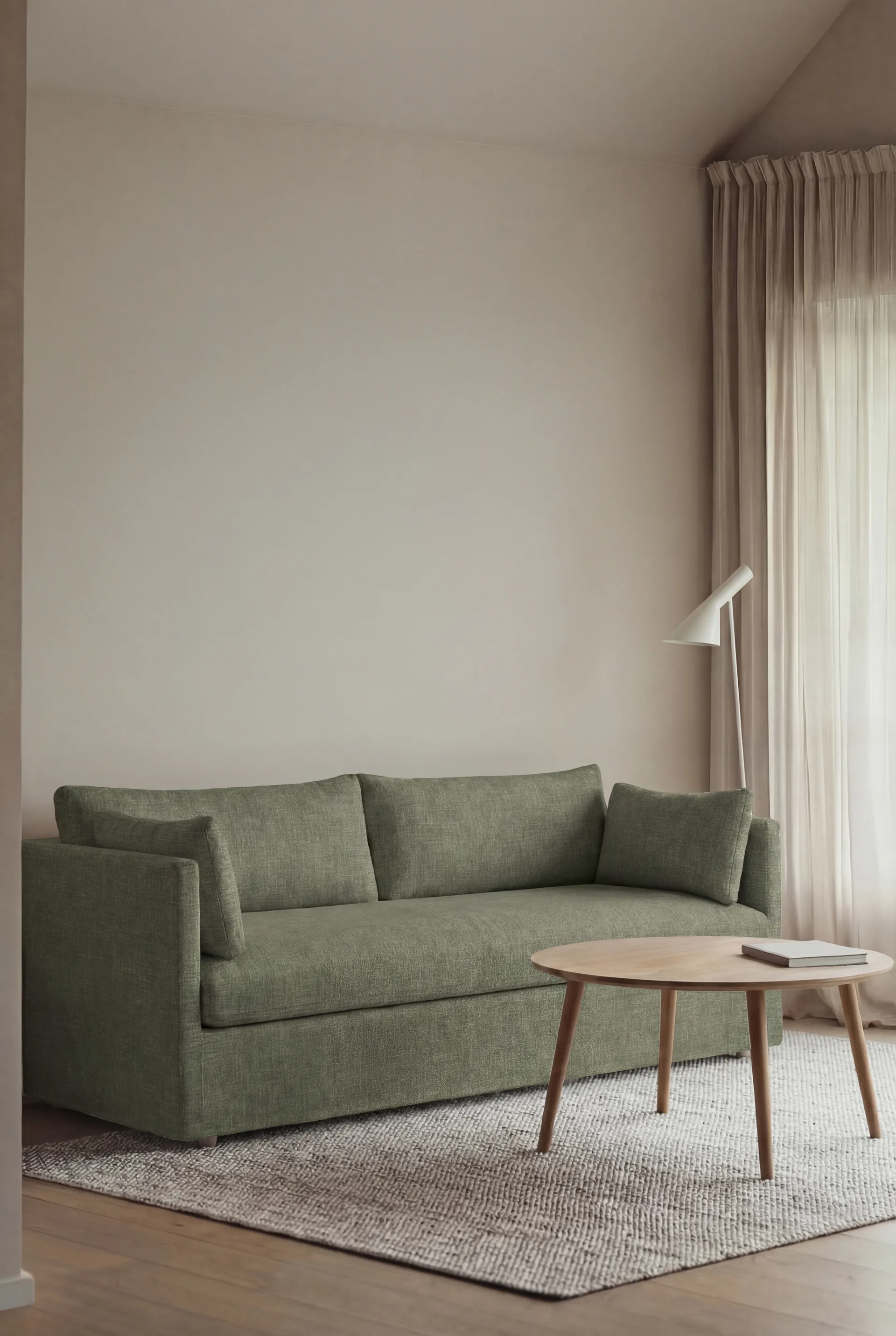 Linnevik sofa, Same Forest 6677-white-oiled oak, 3-seater, with skirt 1898
