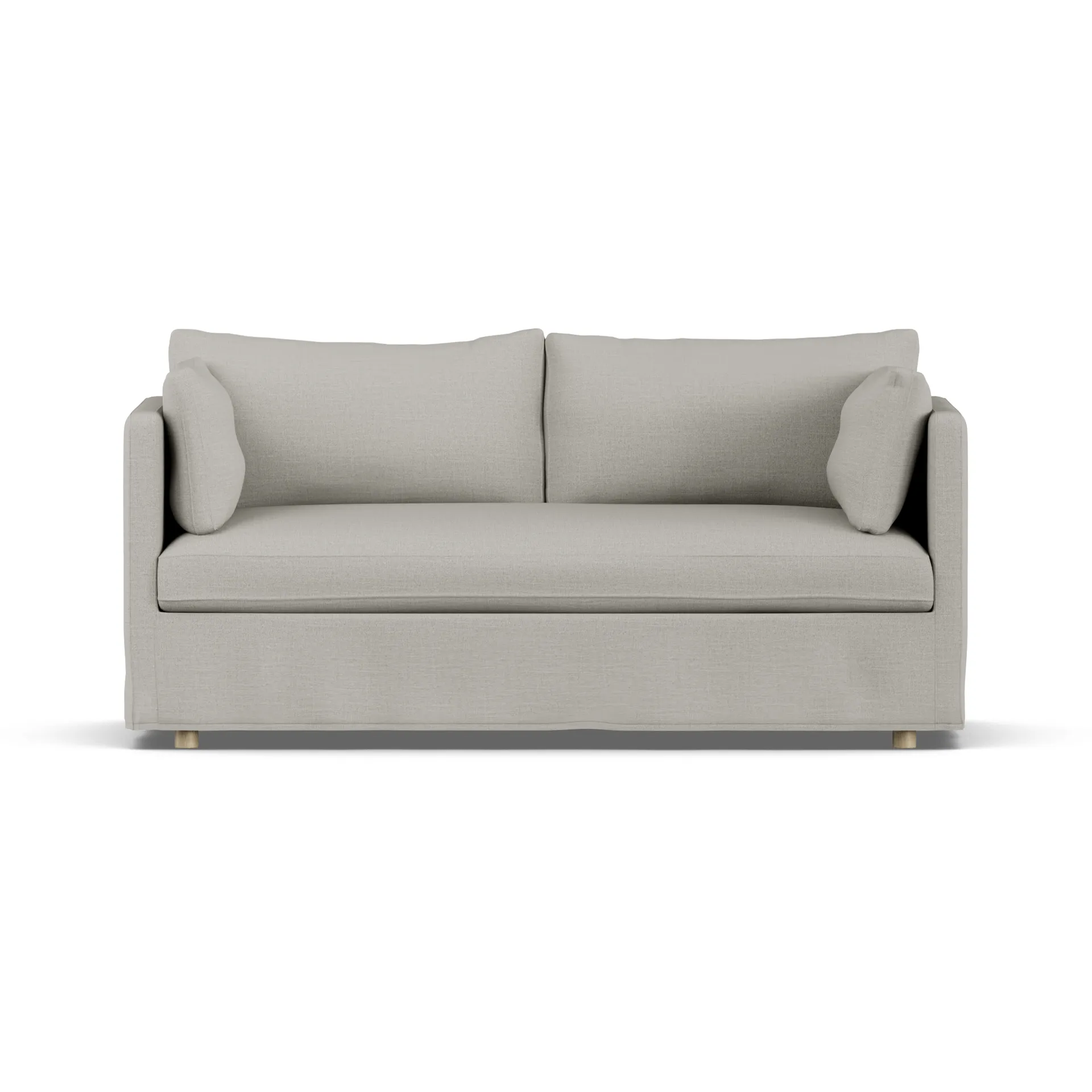 Linnevik sofa, Same Grey 6673-white-oiled oak, 2-seater, with skirt 1898
