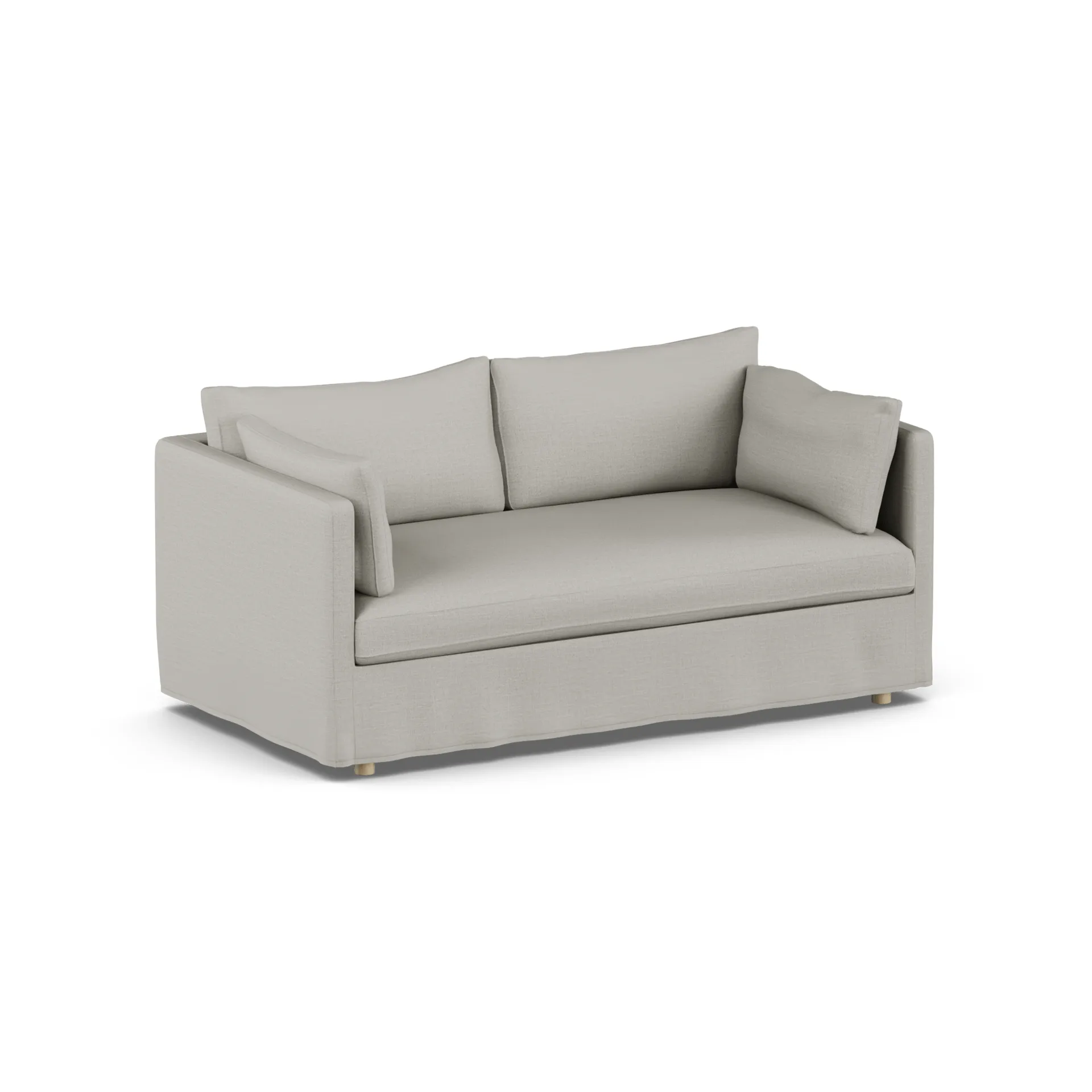 Linnevik sofa, Same Grey 6673-white-oiled oak, 2-seater, with skirt 1898