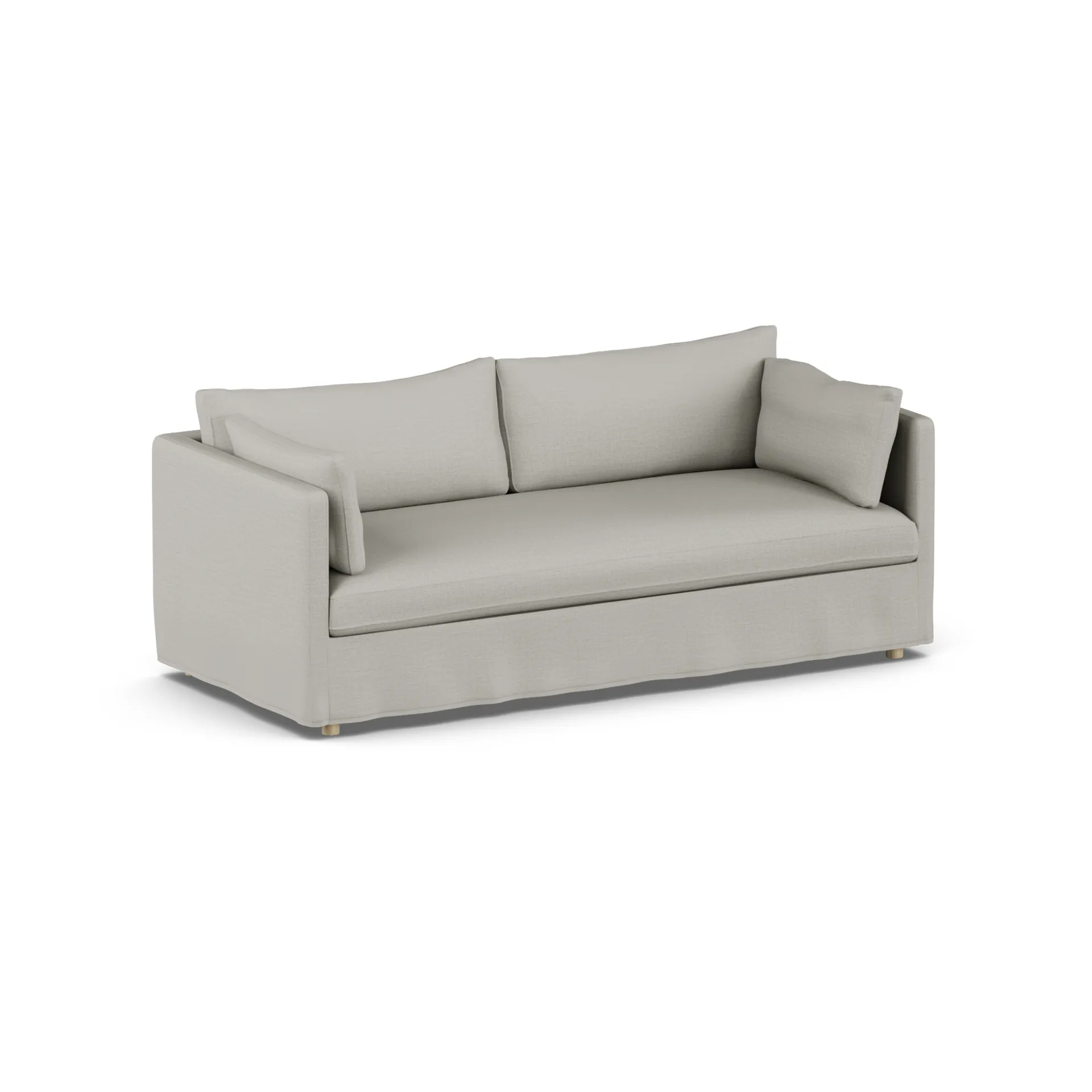 Linnevik sofa, Same Grey 6673-white-oiled oak, 3-seater, with skirt 1898