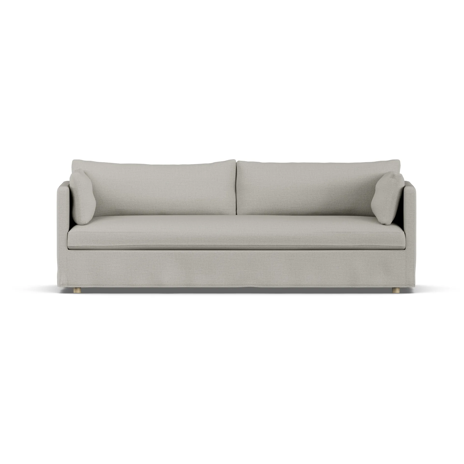 Linnevik sofa, Same Grey 6673-white-oiled oak, 4-seater, with skirt 1898