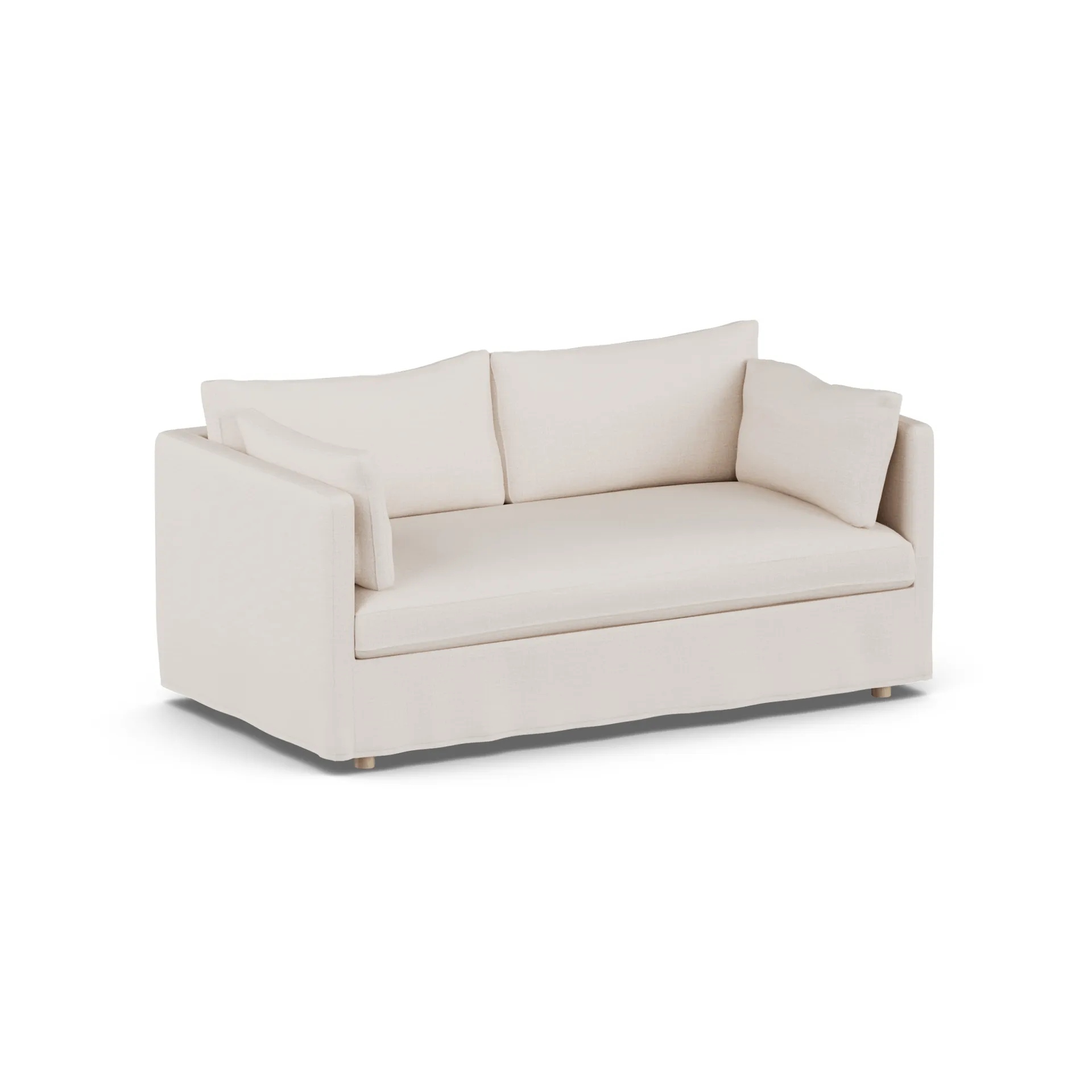 Linnevik sofa, Same Off White 6671-white-oiled oak, 2-seater, with skirt 1898