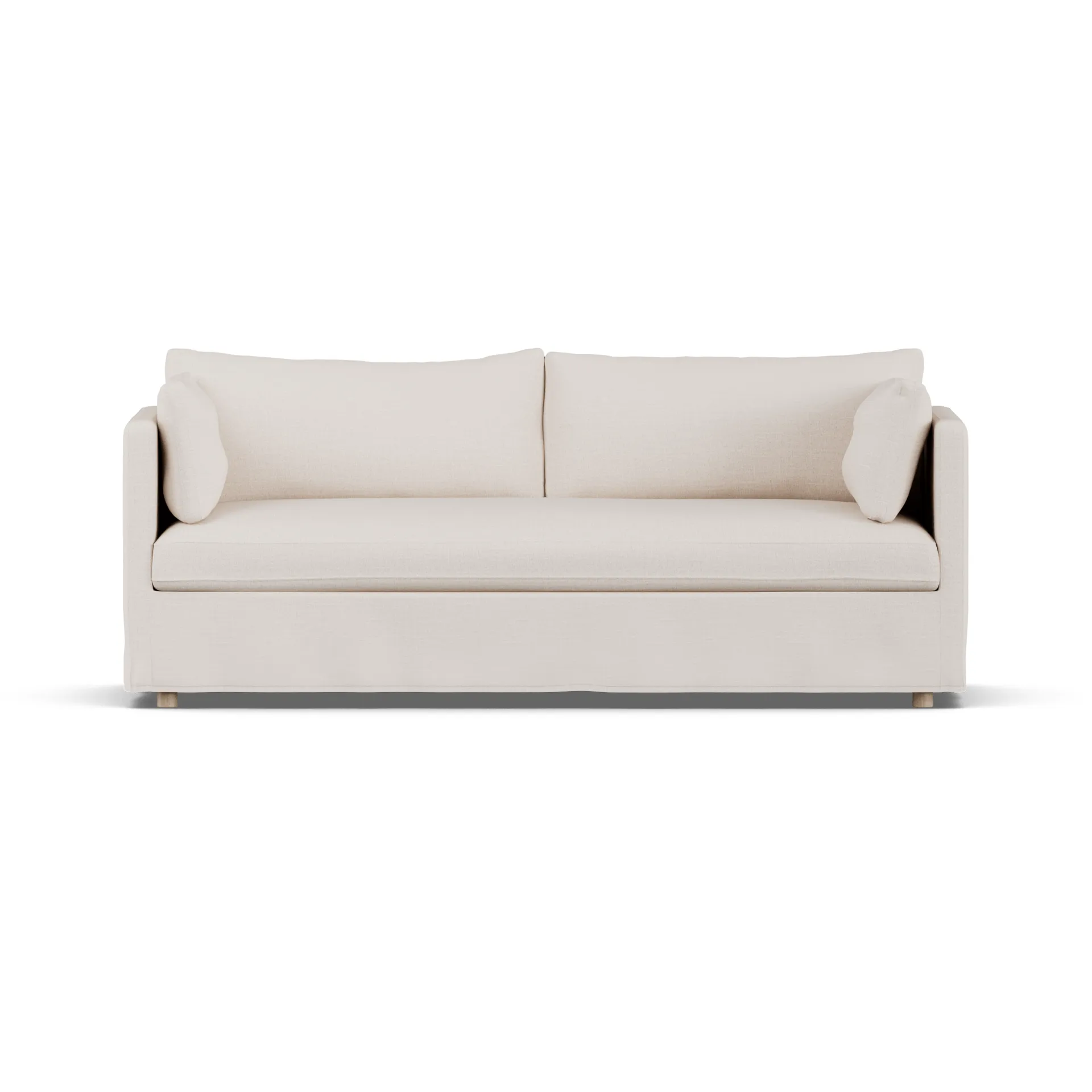 Linnevik sofa, Same Off White 6671-white-oiled oak, 3-seater, with skirt 1898