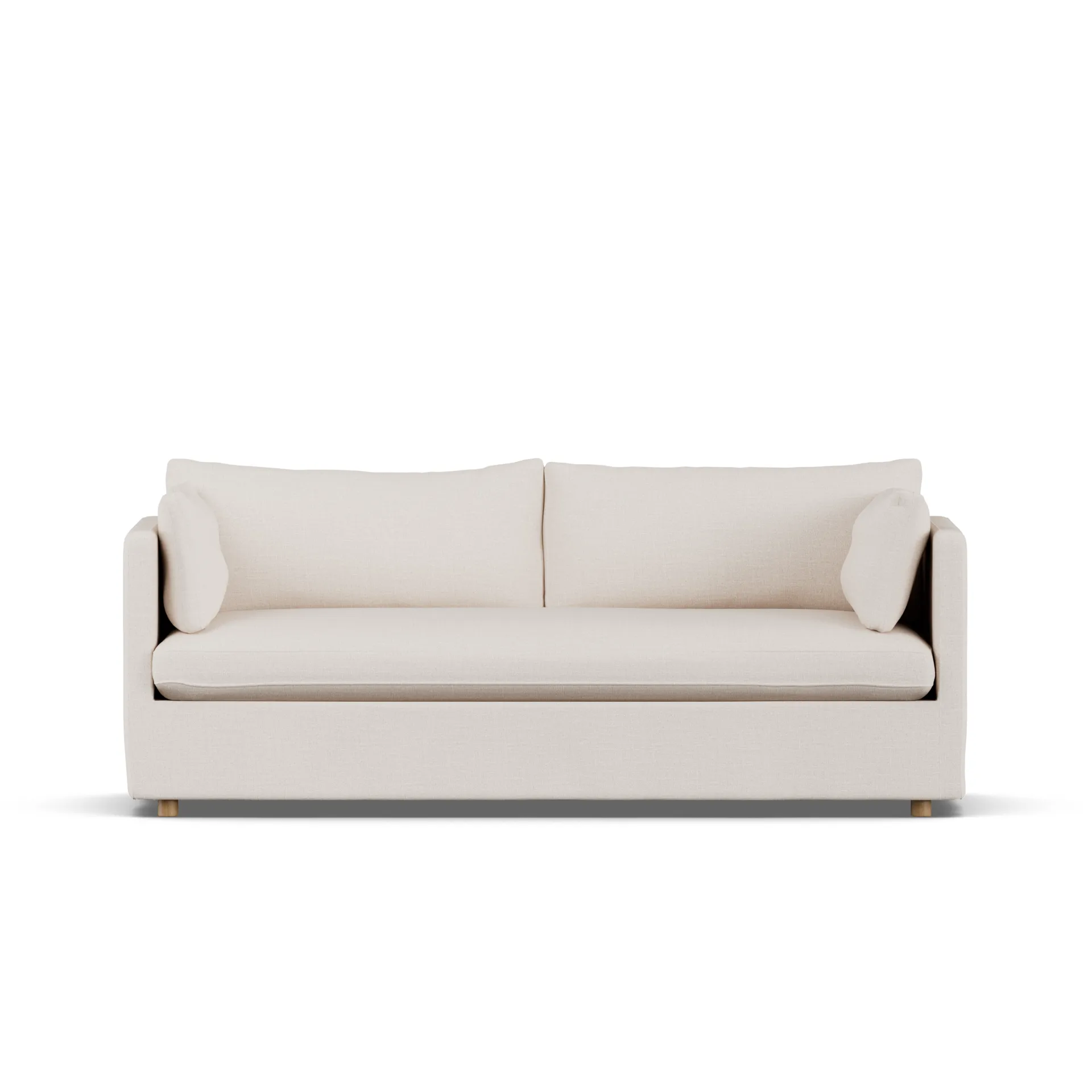 Linnevik sofa, Same Off White 6671-white-oiled oak, 3-seater, with skirt 1898