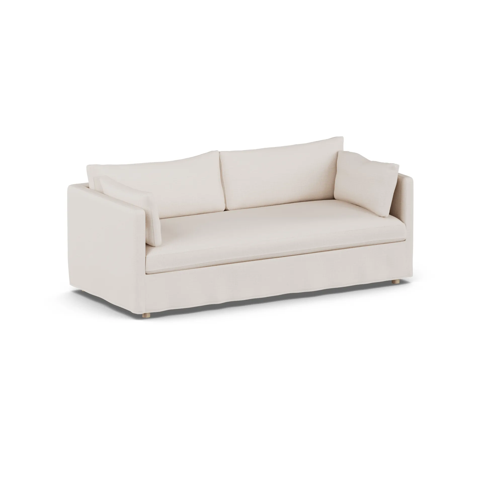 Linnevik sofa, Same Off White 6671-white-oiled oak, 3-seater, with skirt 1898