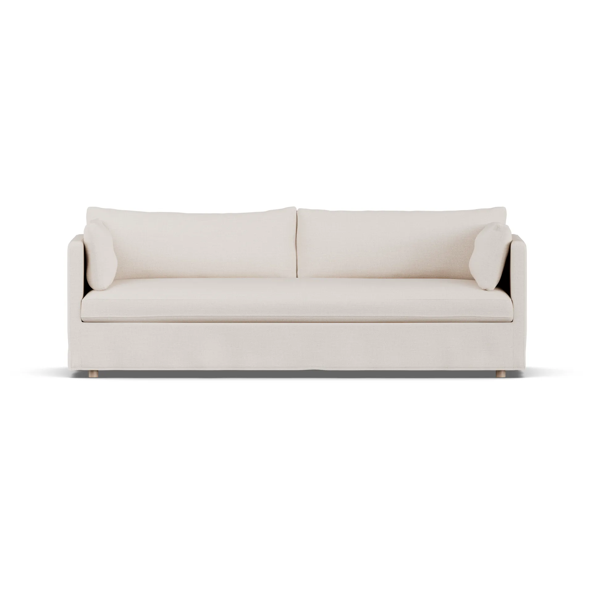 Linnevik sofa, Same Off White 6671-white-oiled oak, 4-seater, with skirt 1898