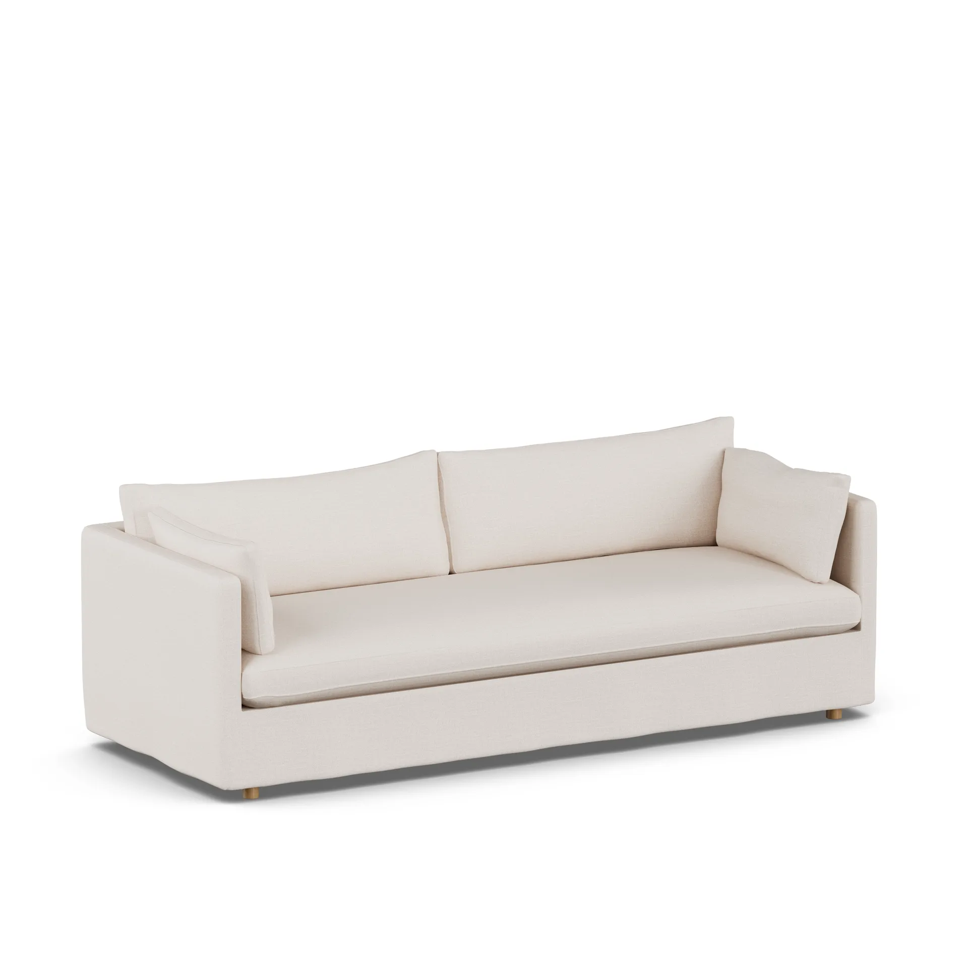Linnevik sofa, Same Off White 6671-white-oiled oak, 4-seater, with skirt 1898
