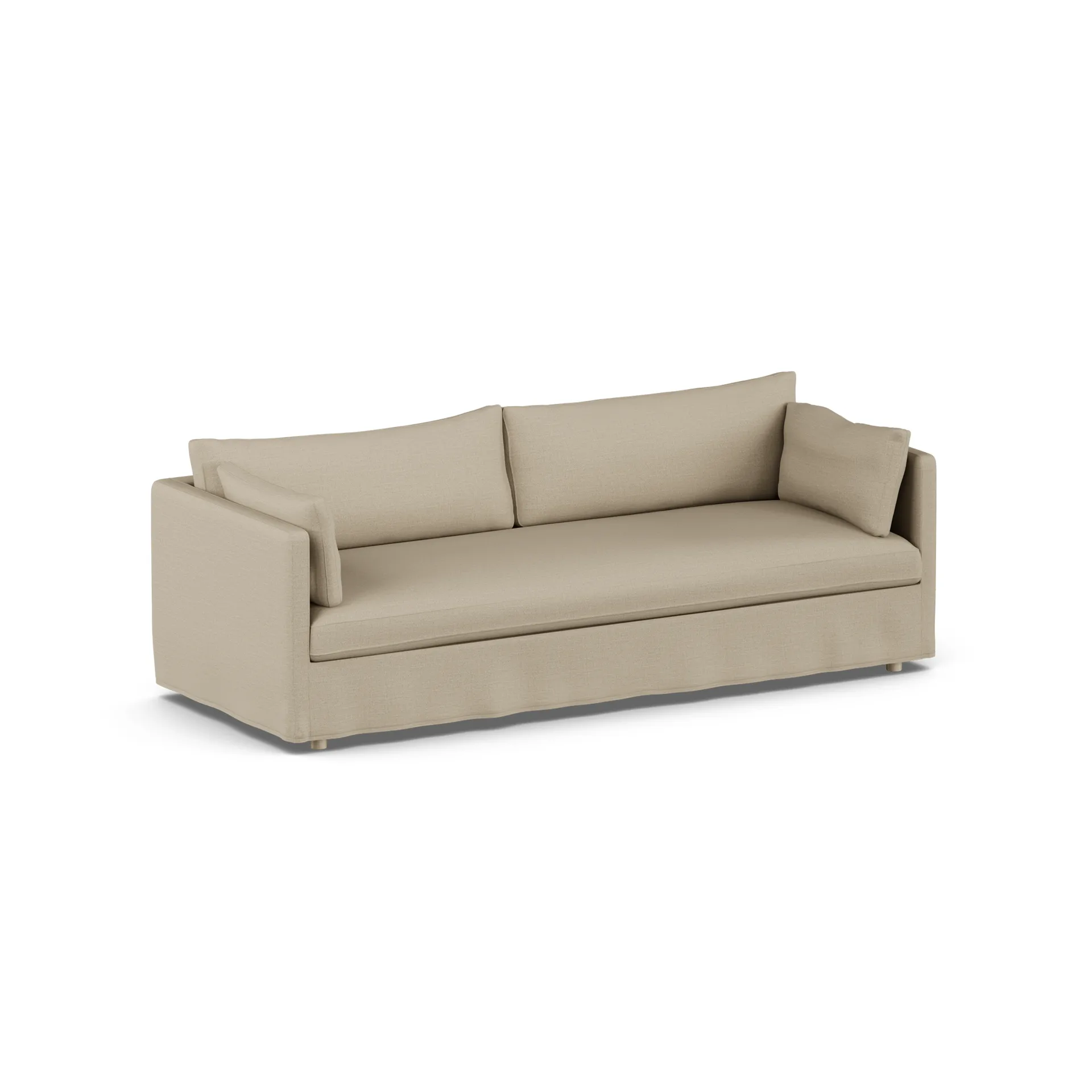 Linnevik sofa, Same Sand 6672-white-oiled oak, 4-seater, with skirt 1898