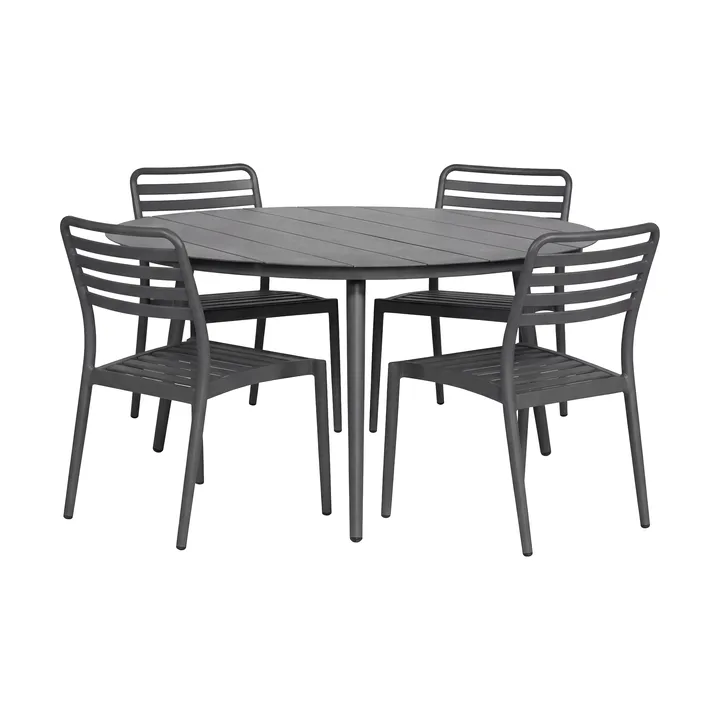 Marsala dining table Ø140 cm + 4 Messina chairs, Anthracite - 1898