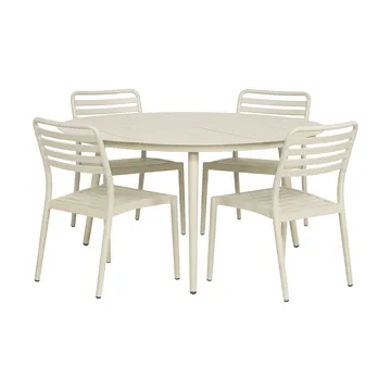 Marsala dining table Ø140 cm + 4 Messina chairs, Off white - 1898