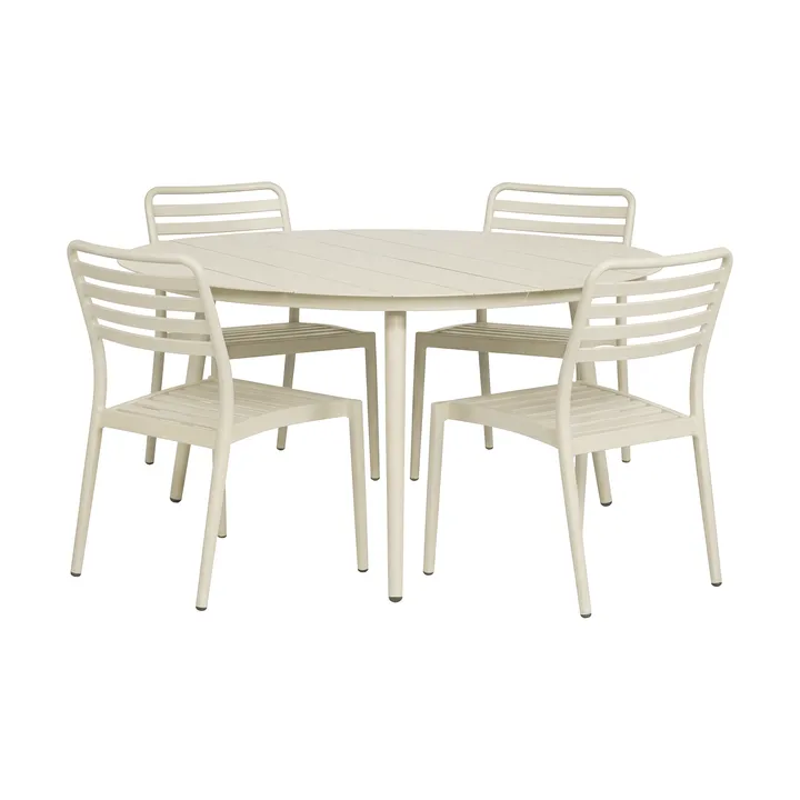 Marsala dining table Ø140 cm + 4 Messina chairs, Off white - 1898