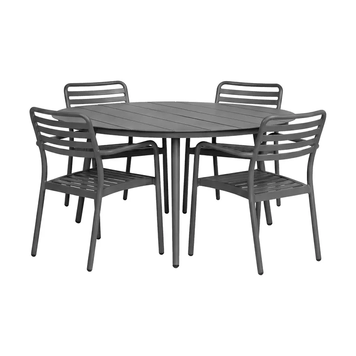 Marsala dining table Ø140 cm + Messina armchair 4 pcs, Anthracite - 1898