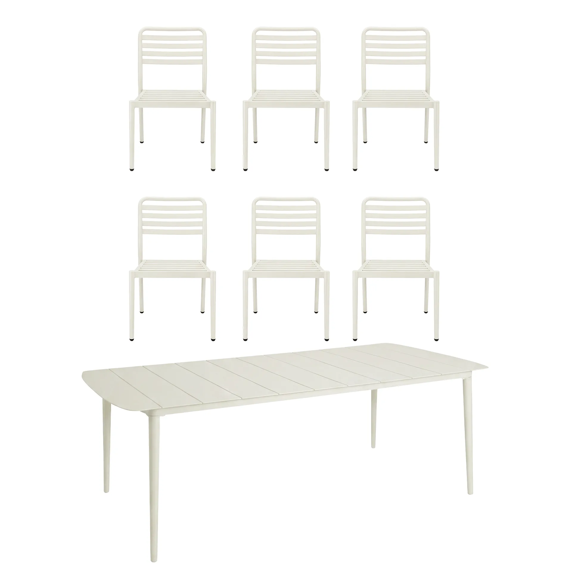 Marsala dining table 208x100 cm + Messina chair 6 pcs, Off white,  1898