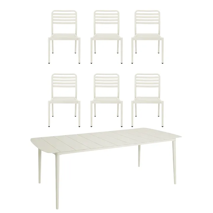 Marsala dining table 208x100 cm + Messina chair 6 pcs, Off white - 1898