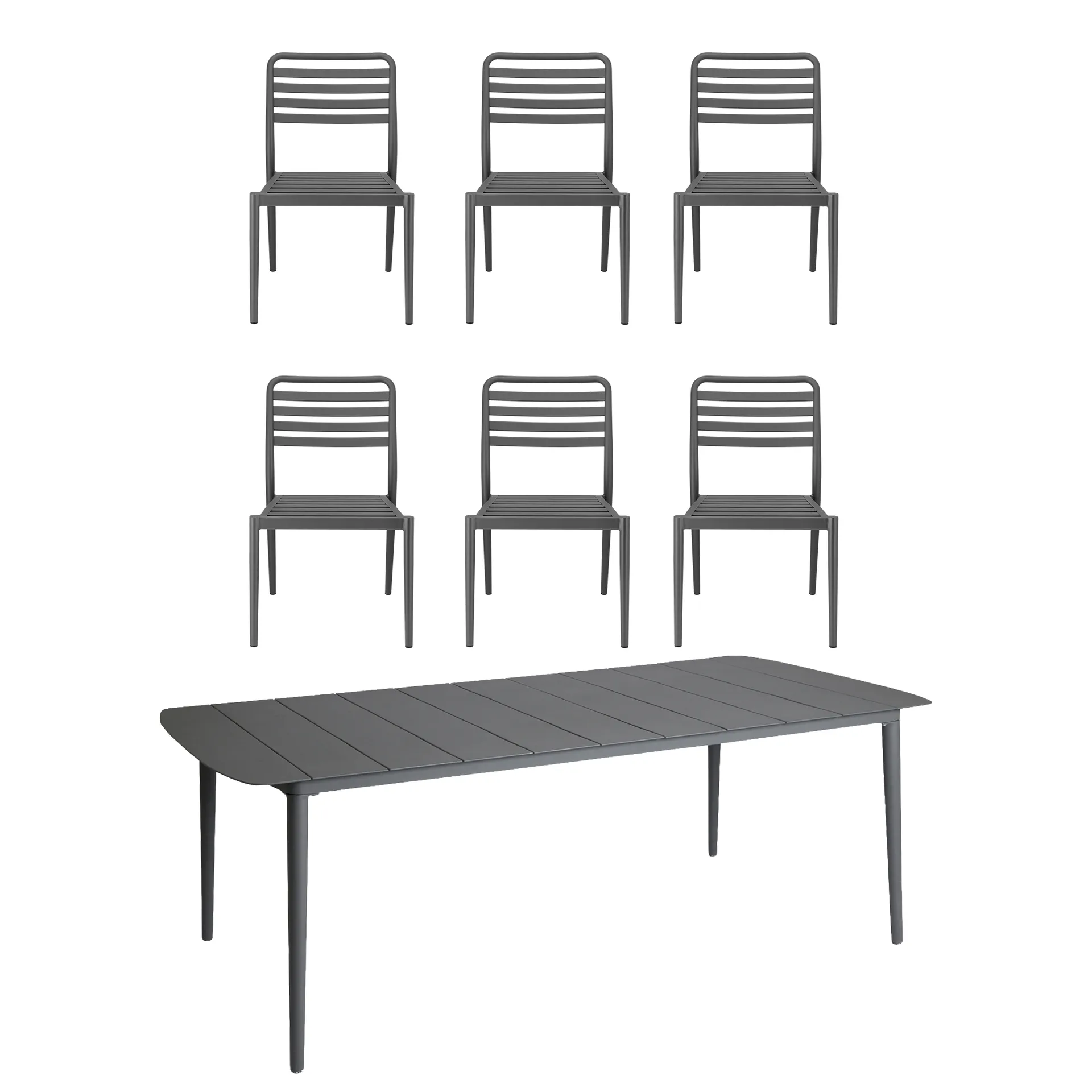Marsala dining table 208x100 cm + Messina chairs 6 pcs, Anthracite,  1898