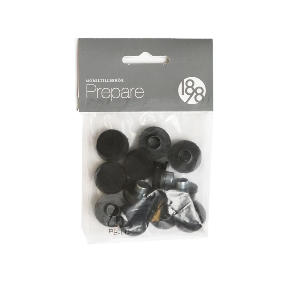 Prepare floor protectors, Black, 22mm plastic felt tube rivet, 12 pcs 1898
