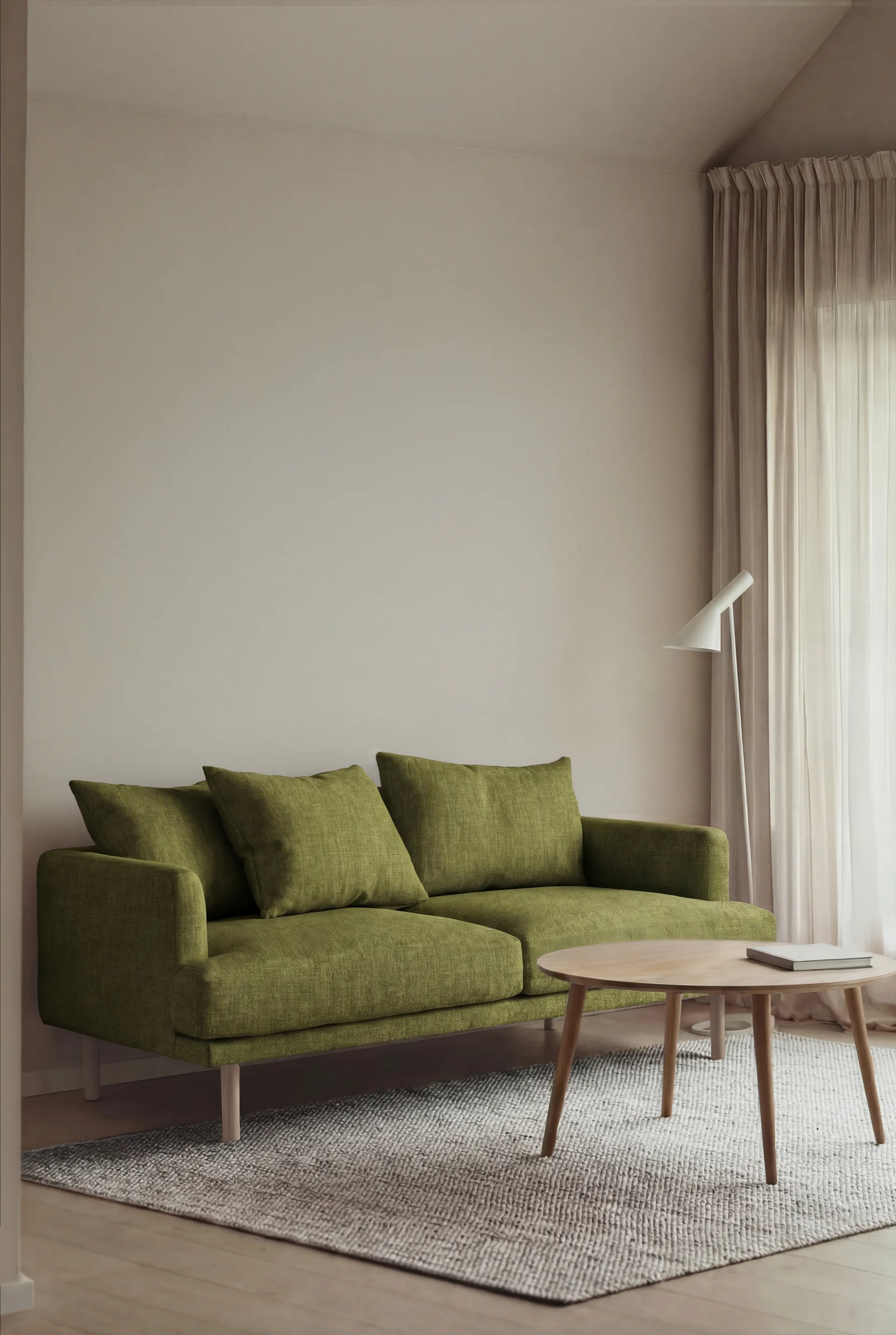 Sjövik sofa, Luiza Green 3975-white-oiled oak, 2,5-seater 1898
