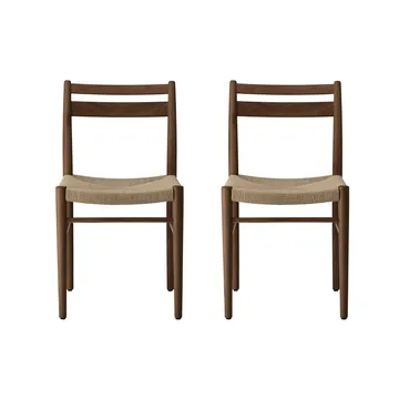 Smoked lacquered oak-natural woven, 2-pack - 1898