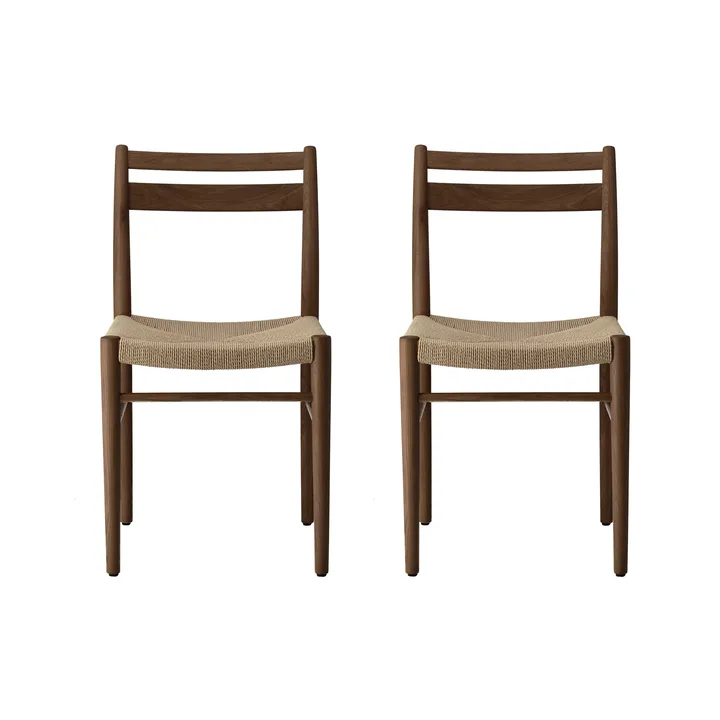 Smoked lacquered oak-natural woven, 2-pack - 1898