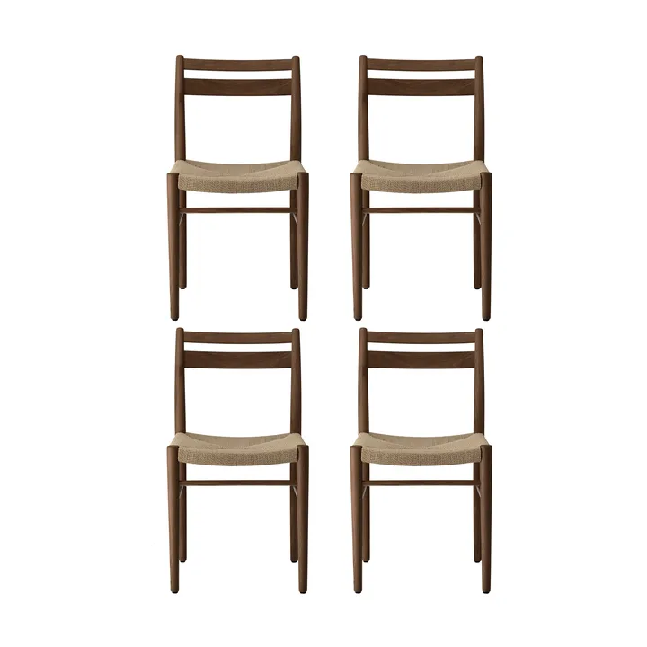 Smoked lacquered oak-natural woven, 4-pack - 1898