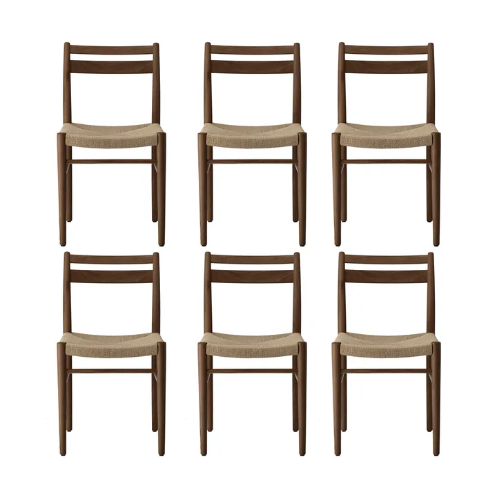 Smoked lacquered oak-natural woven, 6-pack - 1898