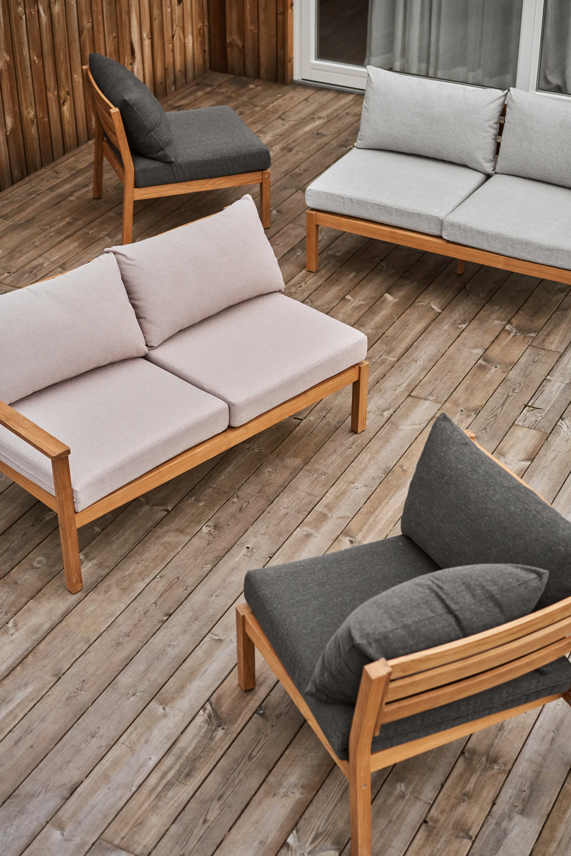 Stockaryd sofa module corner section teak/dark grey,  1898