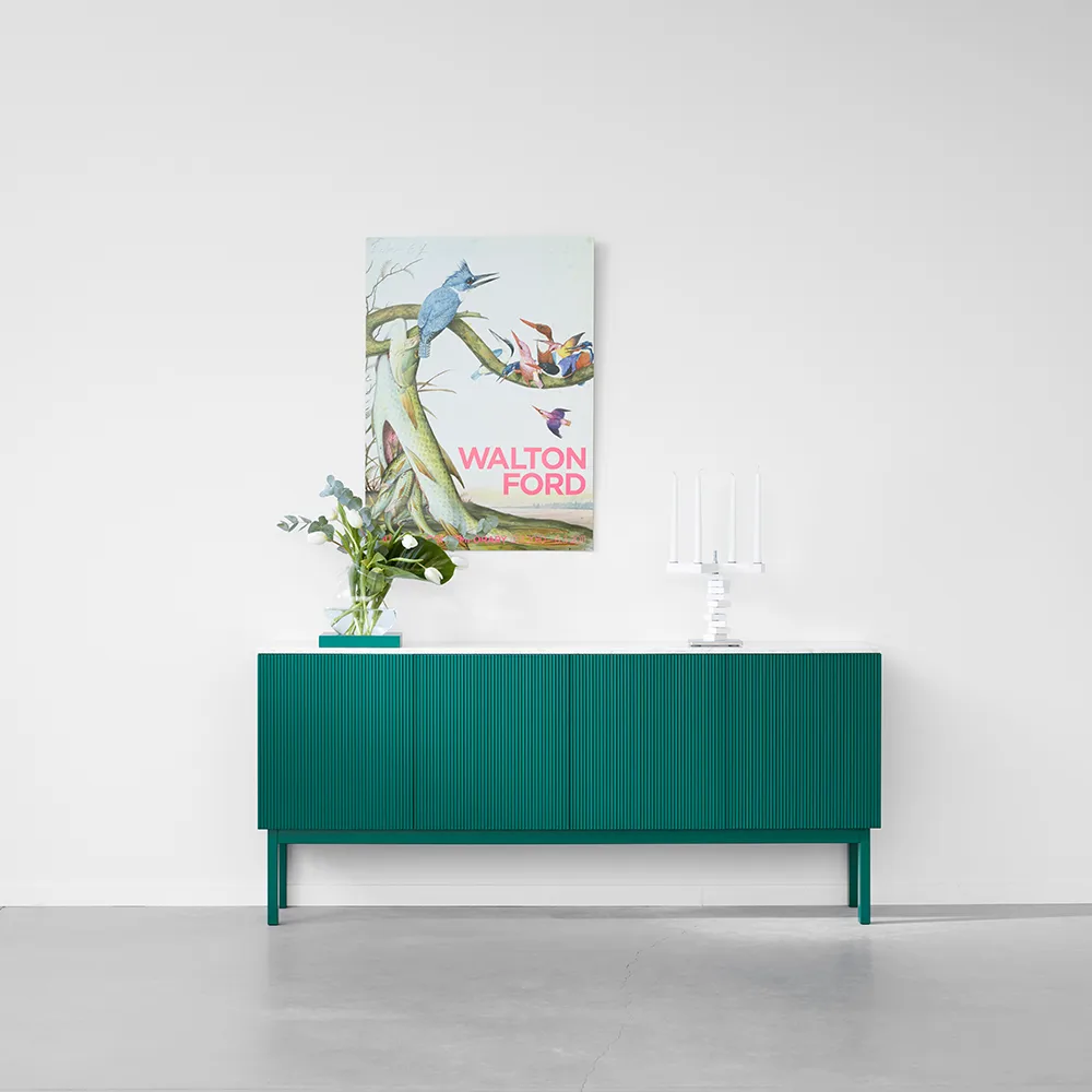 Beam side table, White lacquer, base in oiled oak A2