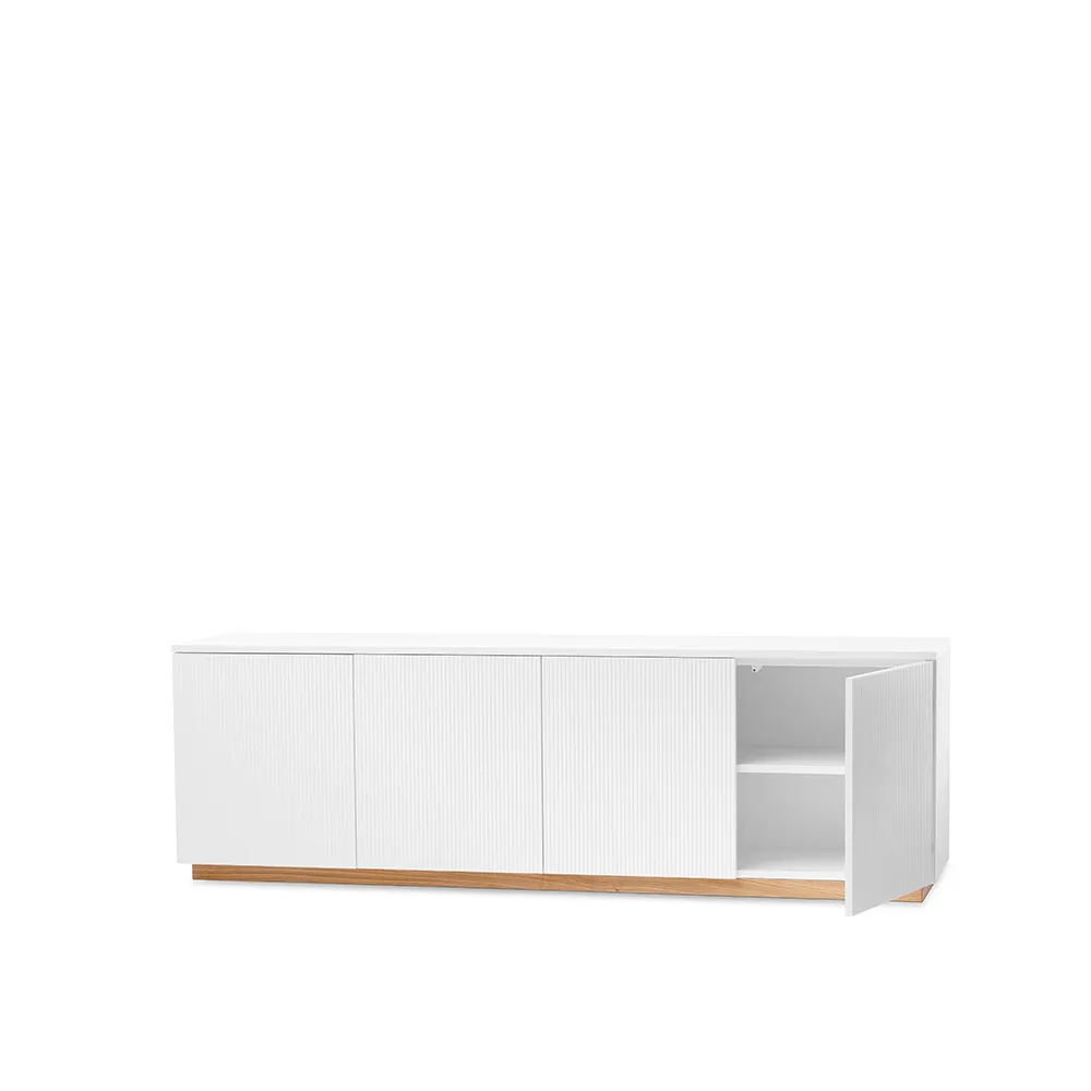 Beam side table, White lacquer, base in white oiled oak A2