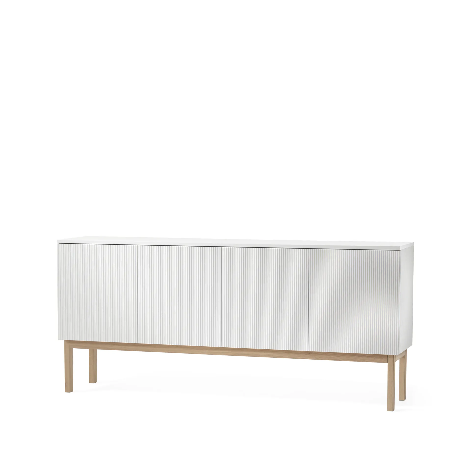Beam side table, White lacquer, stand in white oiled oak A2