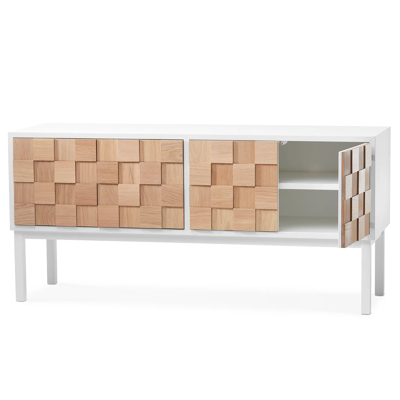Collect 2016 media bench with leg, White oiled oak-white A2