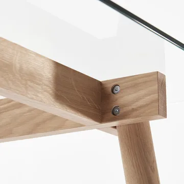 Corners dining table - Oak black stained. glass - A2