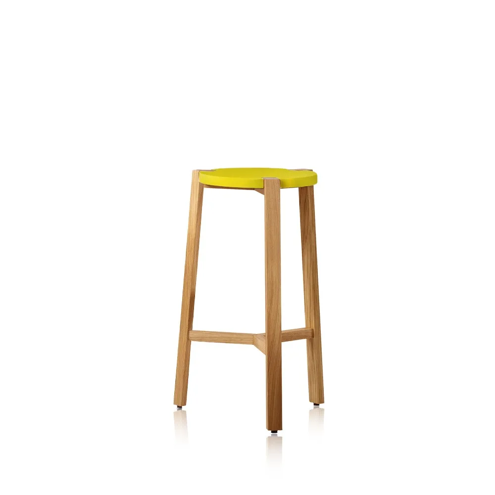 Happy Barstool low, Yellow, oak legs A2